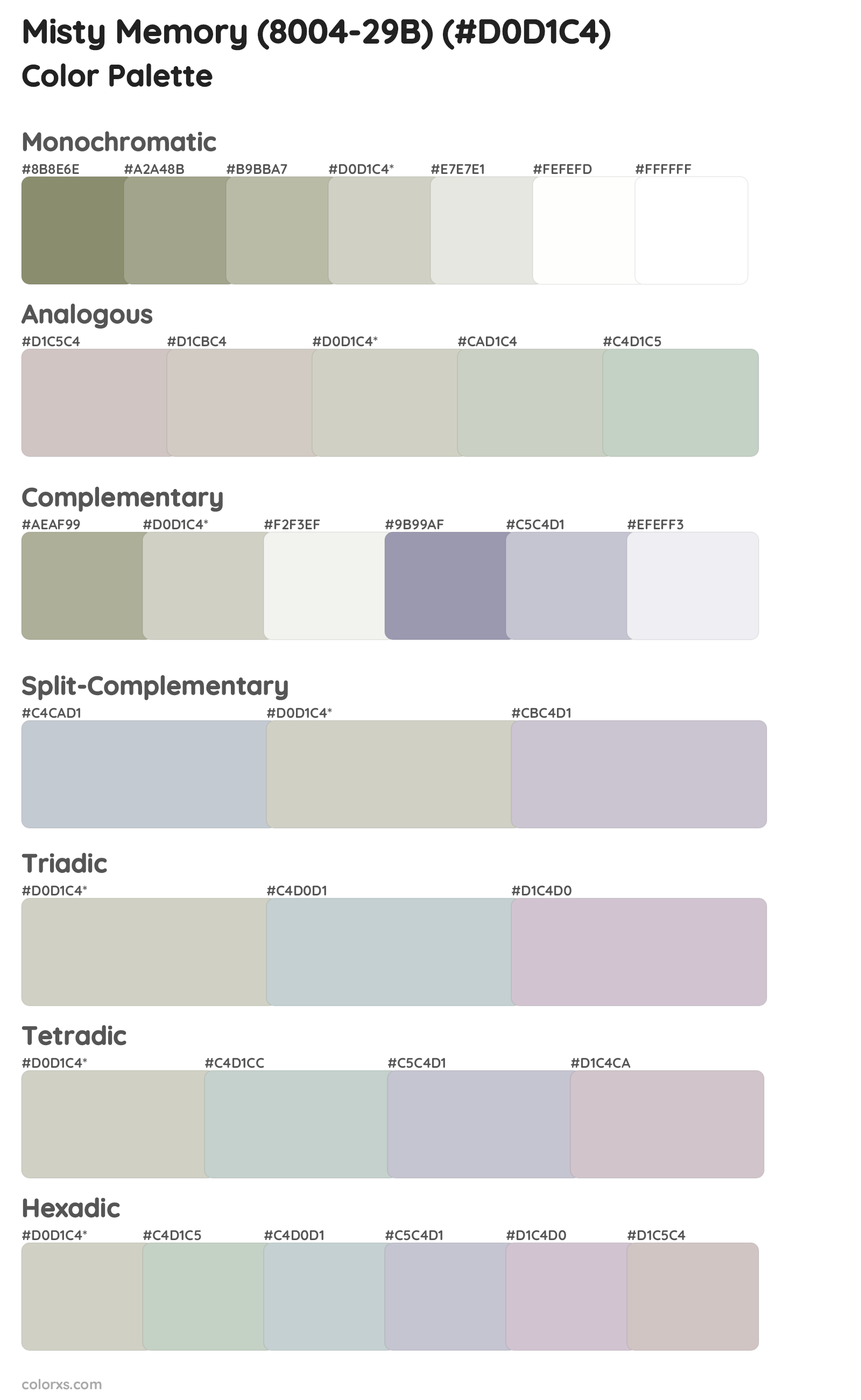 Misty Memory (8004-29B) Color Scheme Palettes