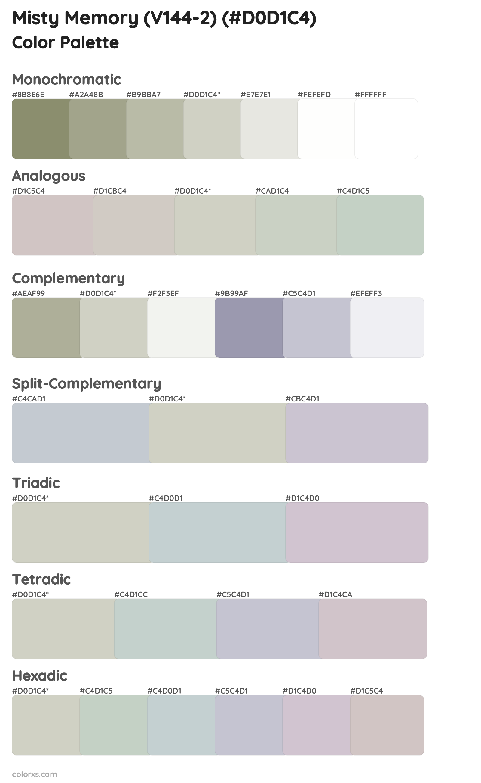 Misty Memory (V144-2) Color Scheme Palettes