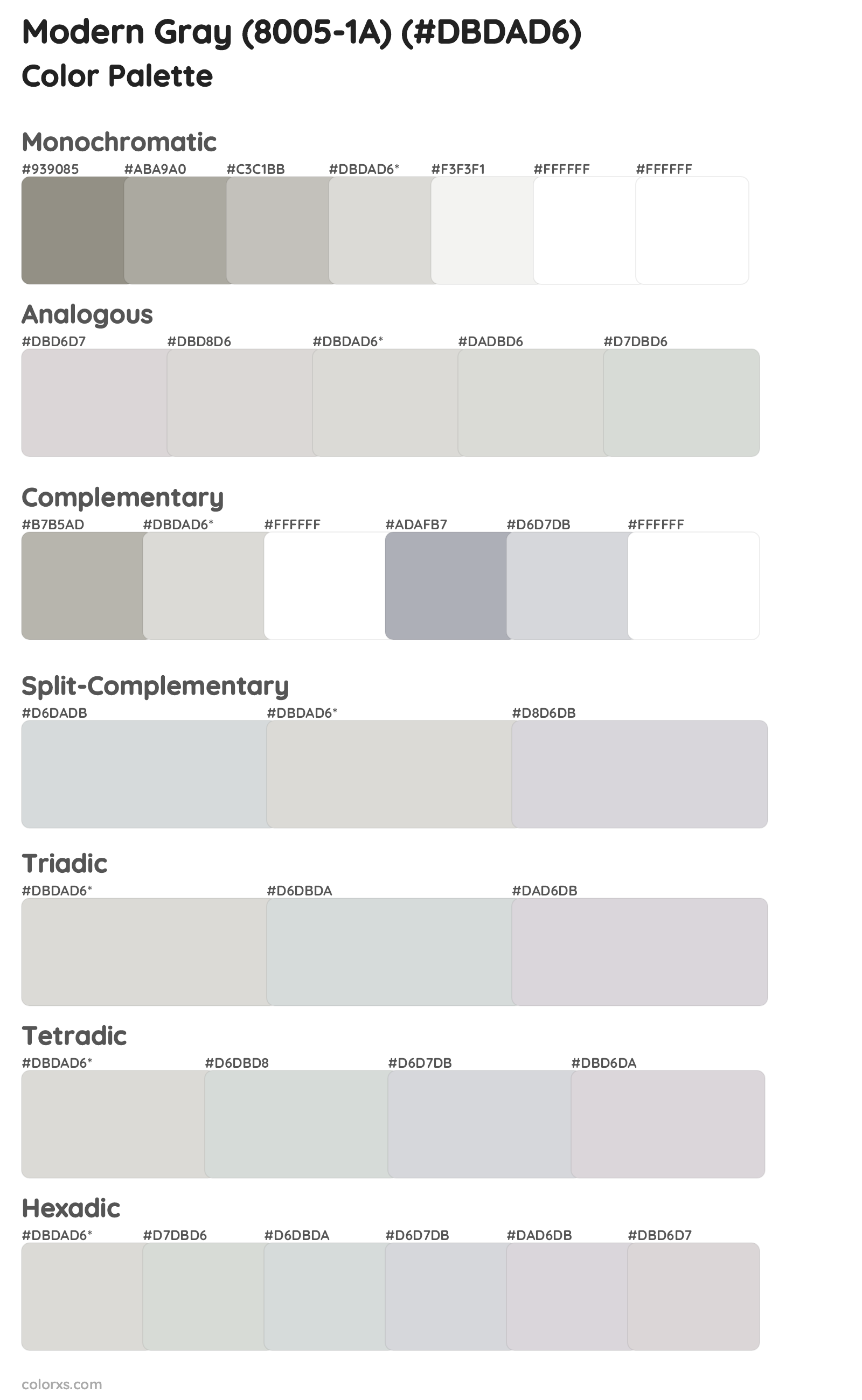 Modern Gray (8005-1A) Color Scheme Palettes