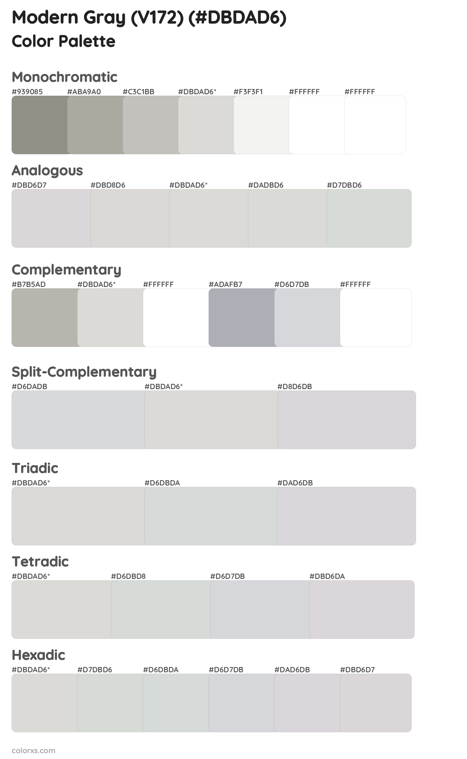 Modern Gray (V172) Color Scheme Palettes