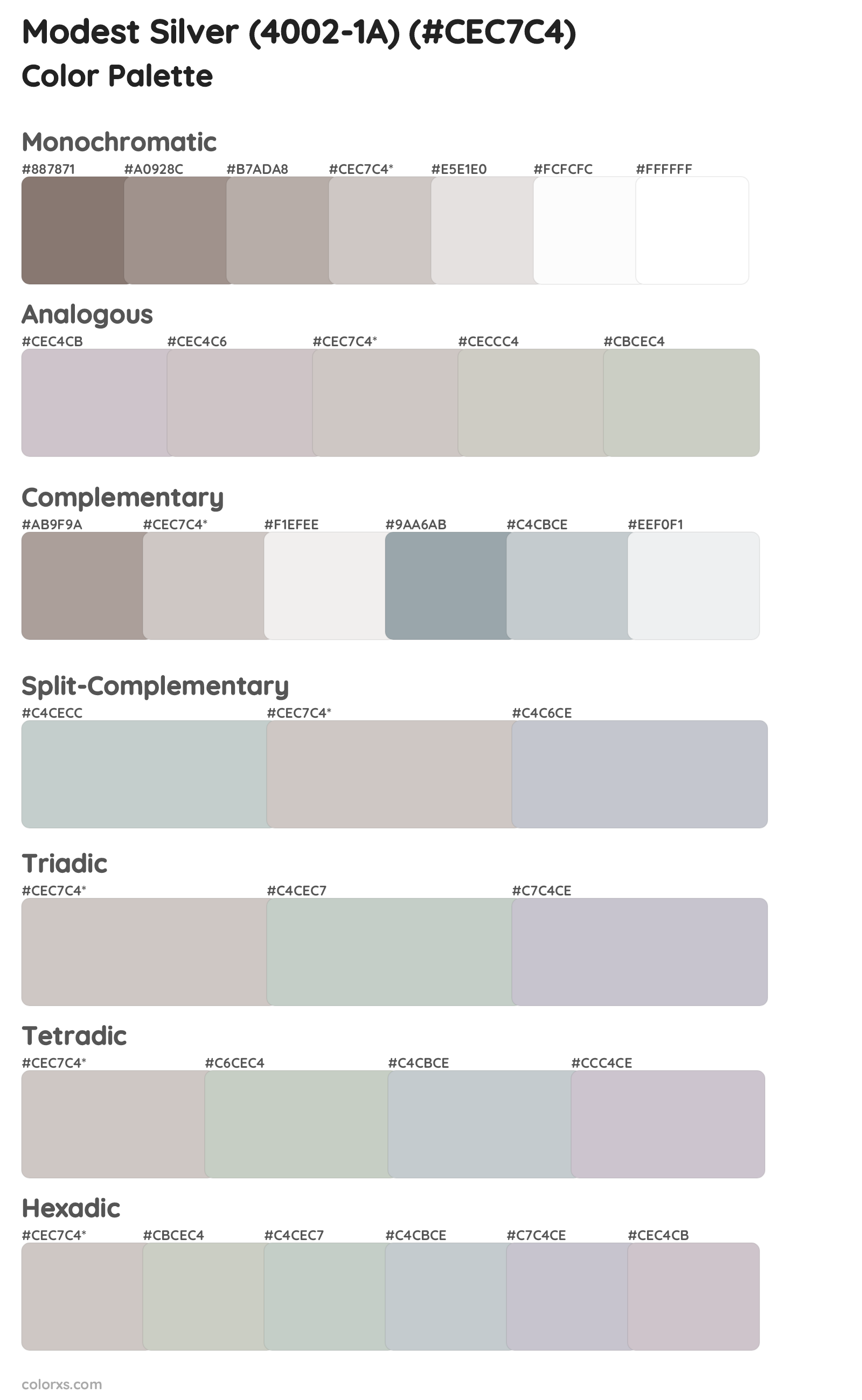 Modest Silver (4002-1A) Color Scheme Palettes