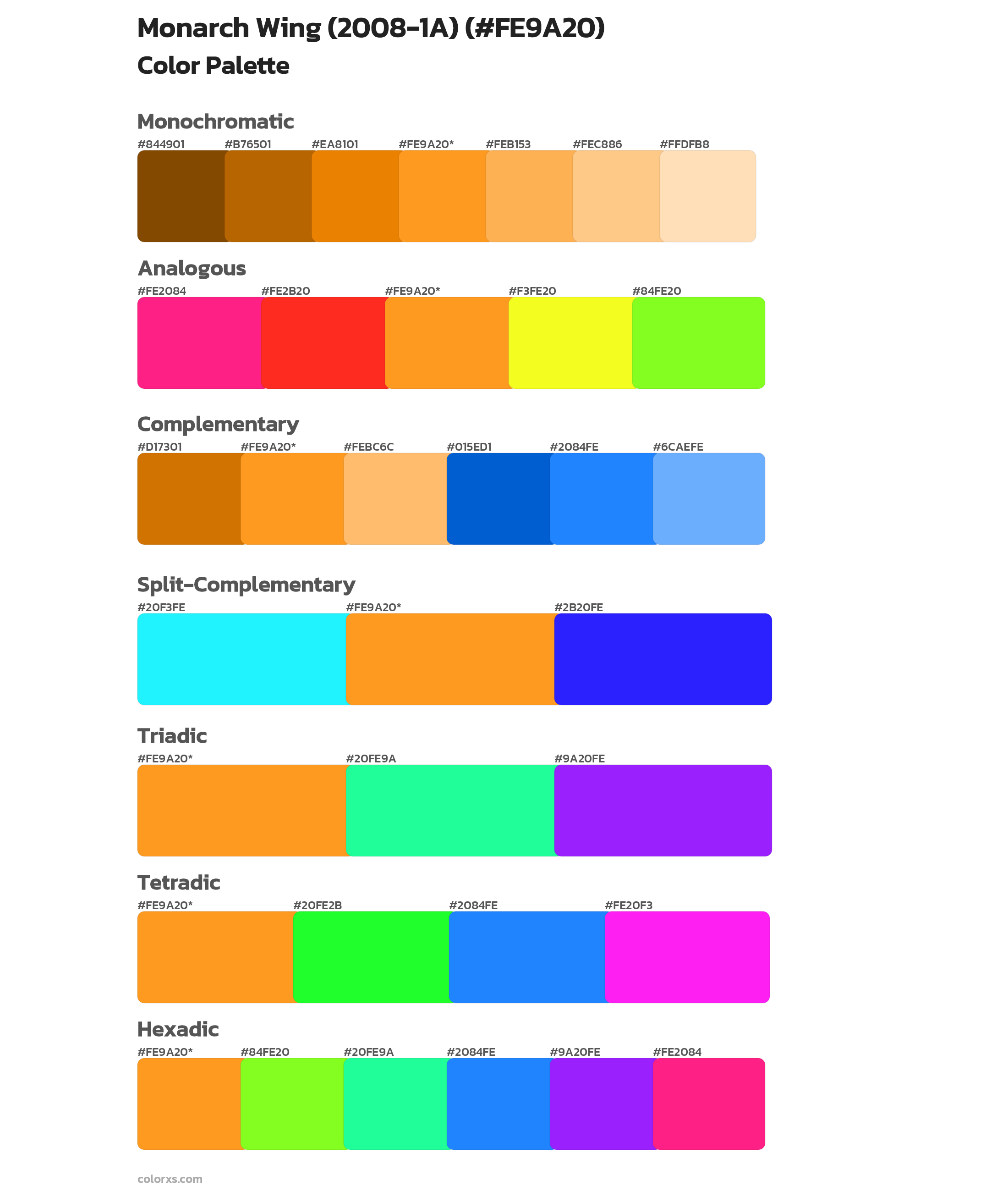 Monarch Wing (2008-1A) Color Scheme Palettes