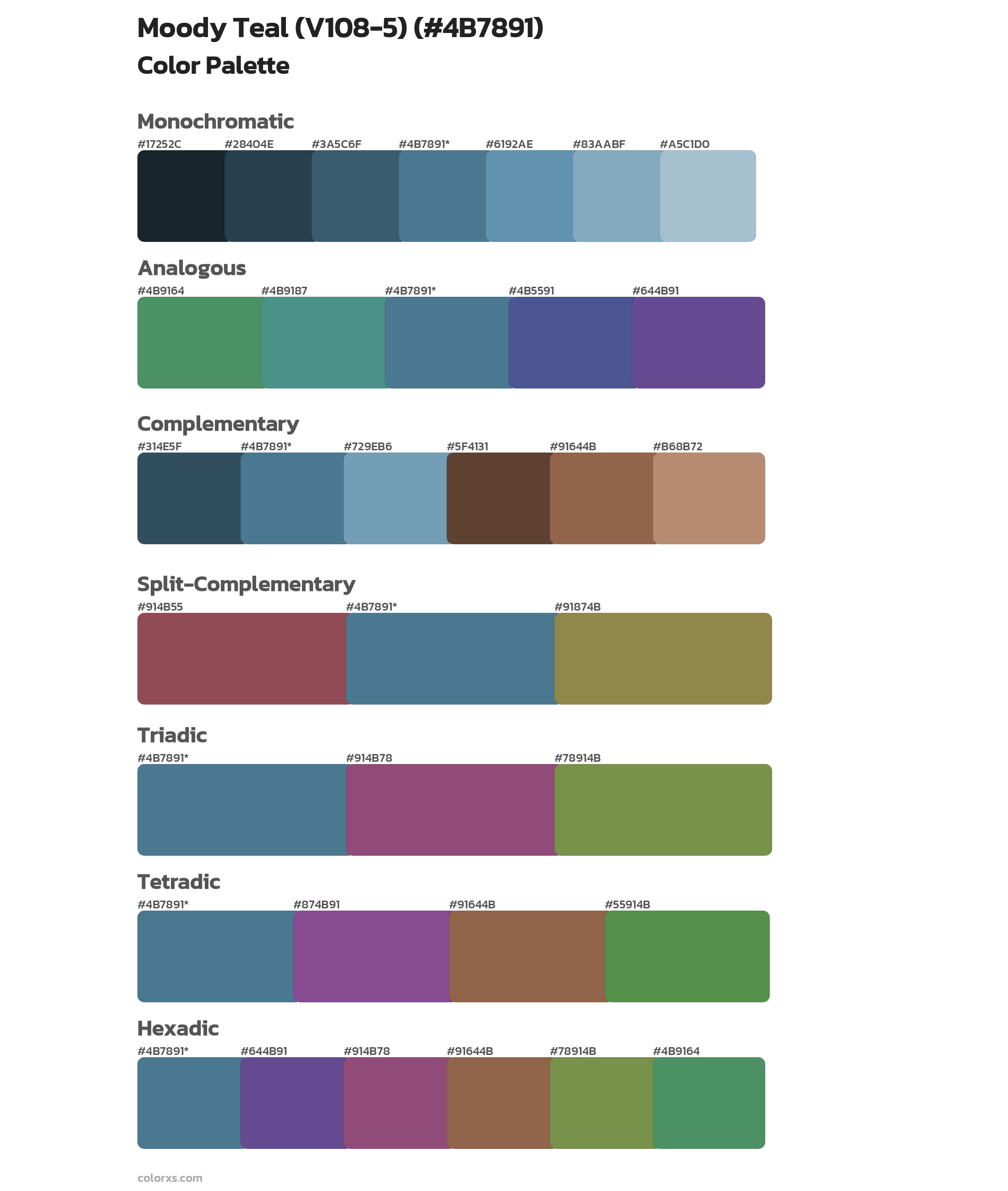 Moody Teal (V108-5) Color Scheme Palettes