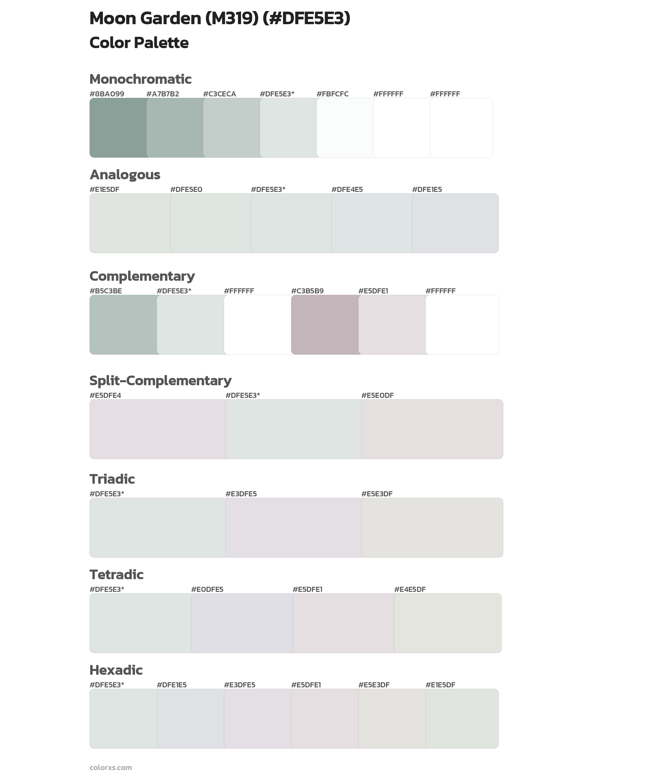 Moon Garden (M319) Color Scheme Palettes
