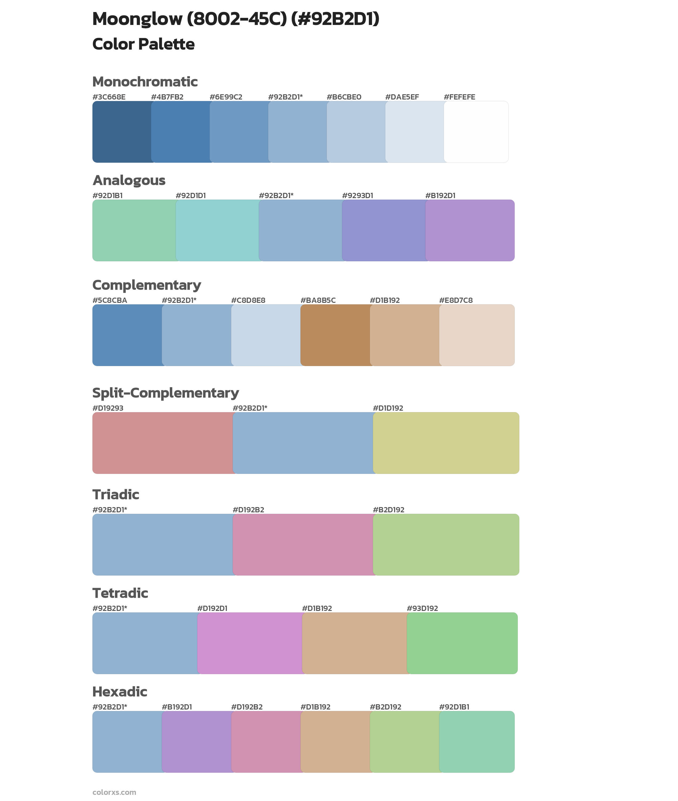 Moonglow (8002-45C) Color Scheme Palettes