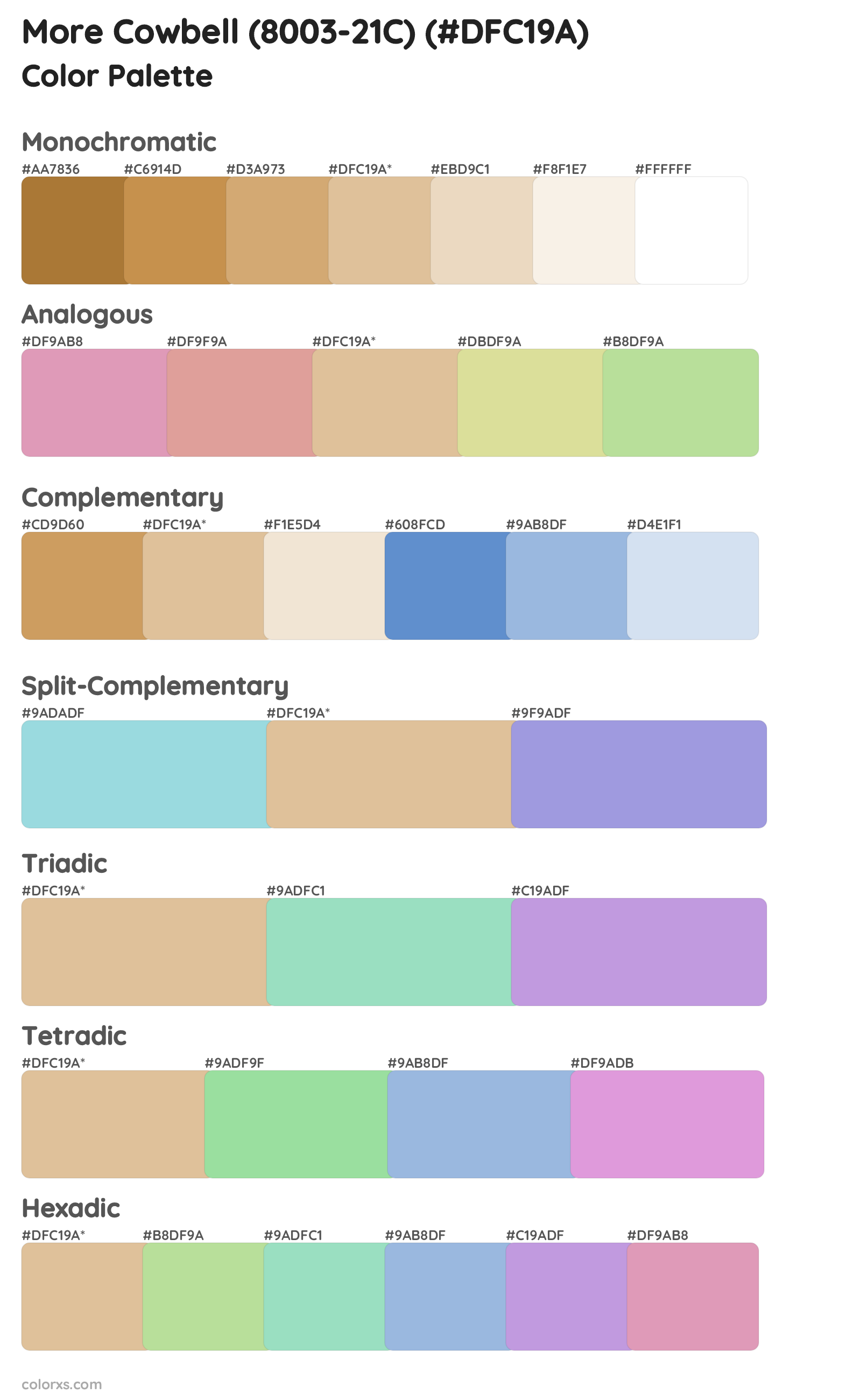 More Cowbell (8003-21C) Color Scheme Palettes