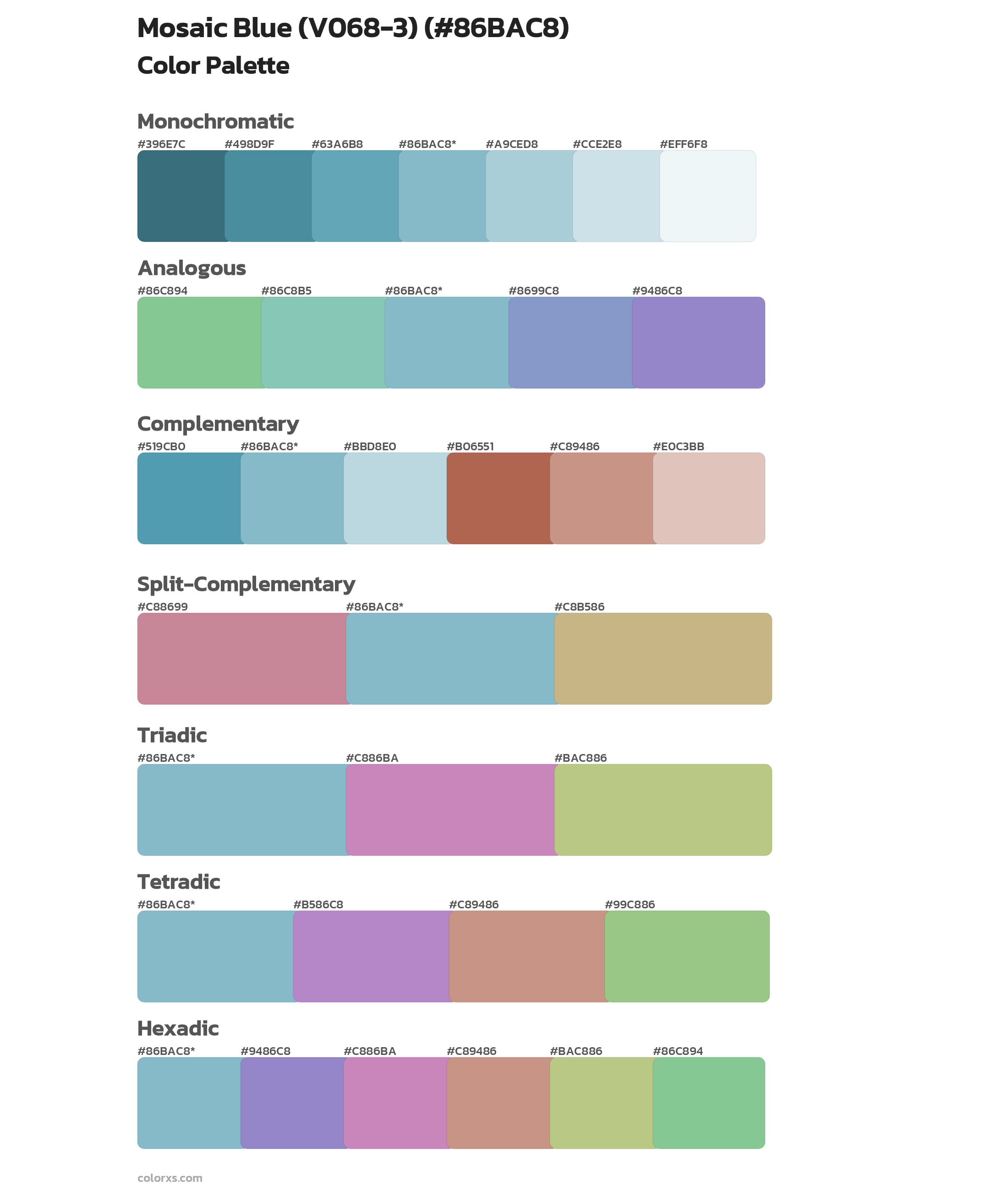 Mosaic Blue (V068-3) Color Scheme Palettes