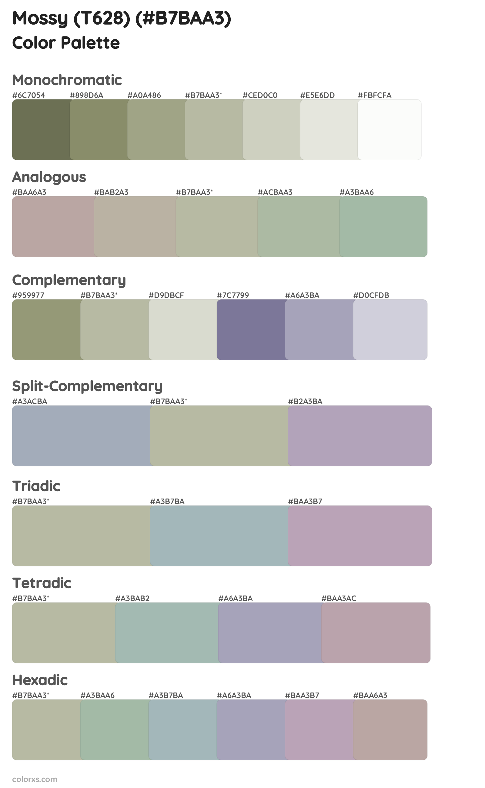 Mossy (T628) Color Scheme Palettes