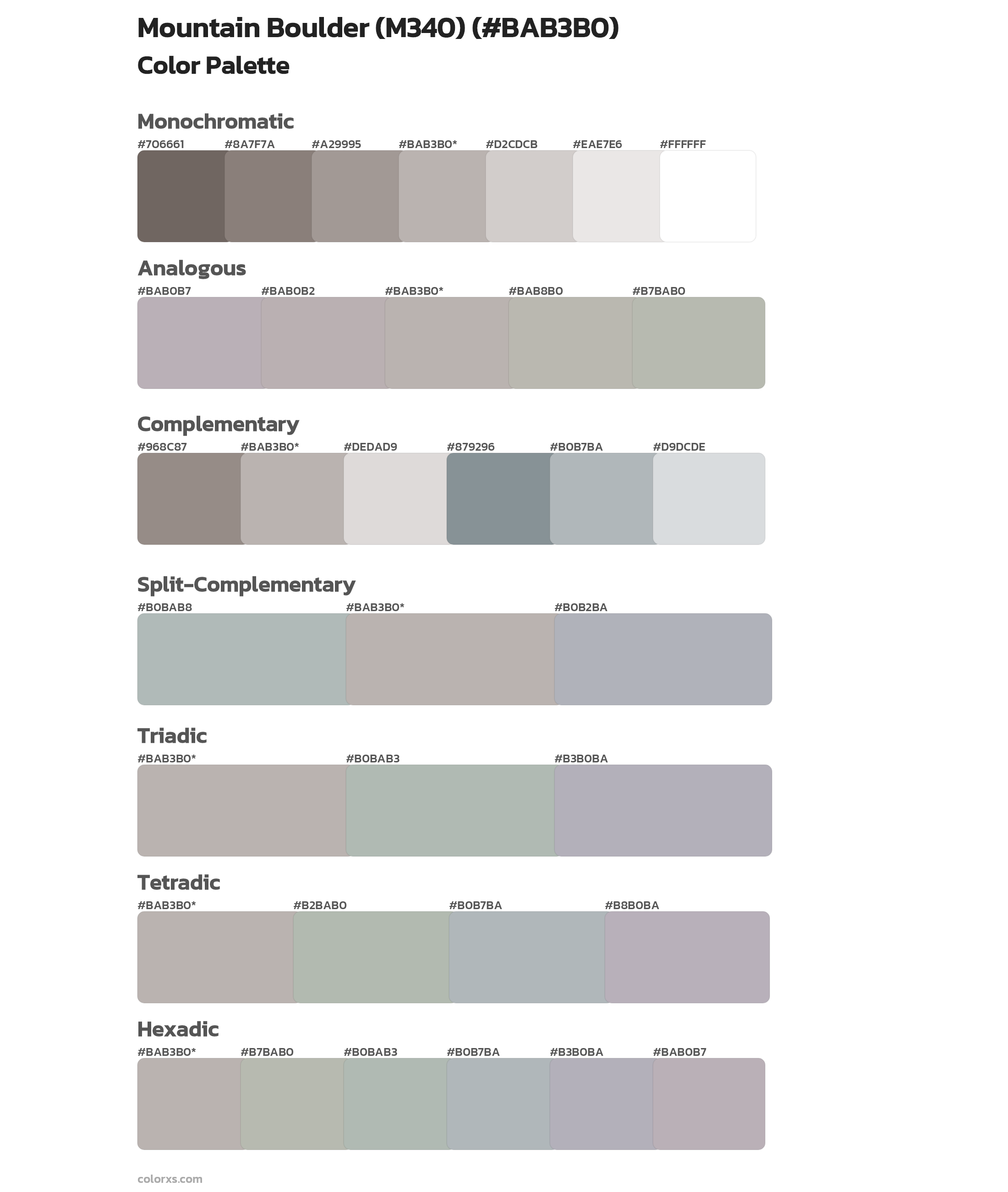 Mountain Boulder (M340) Color Scheme Palettes