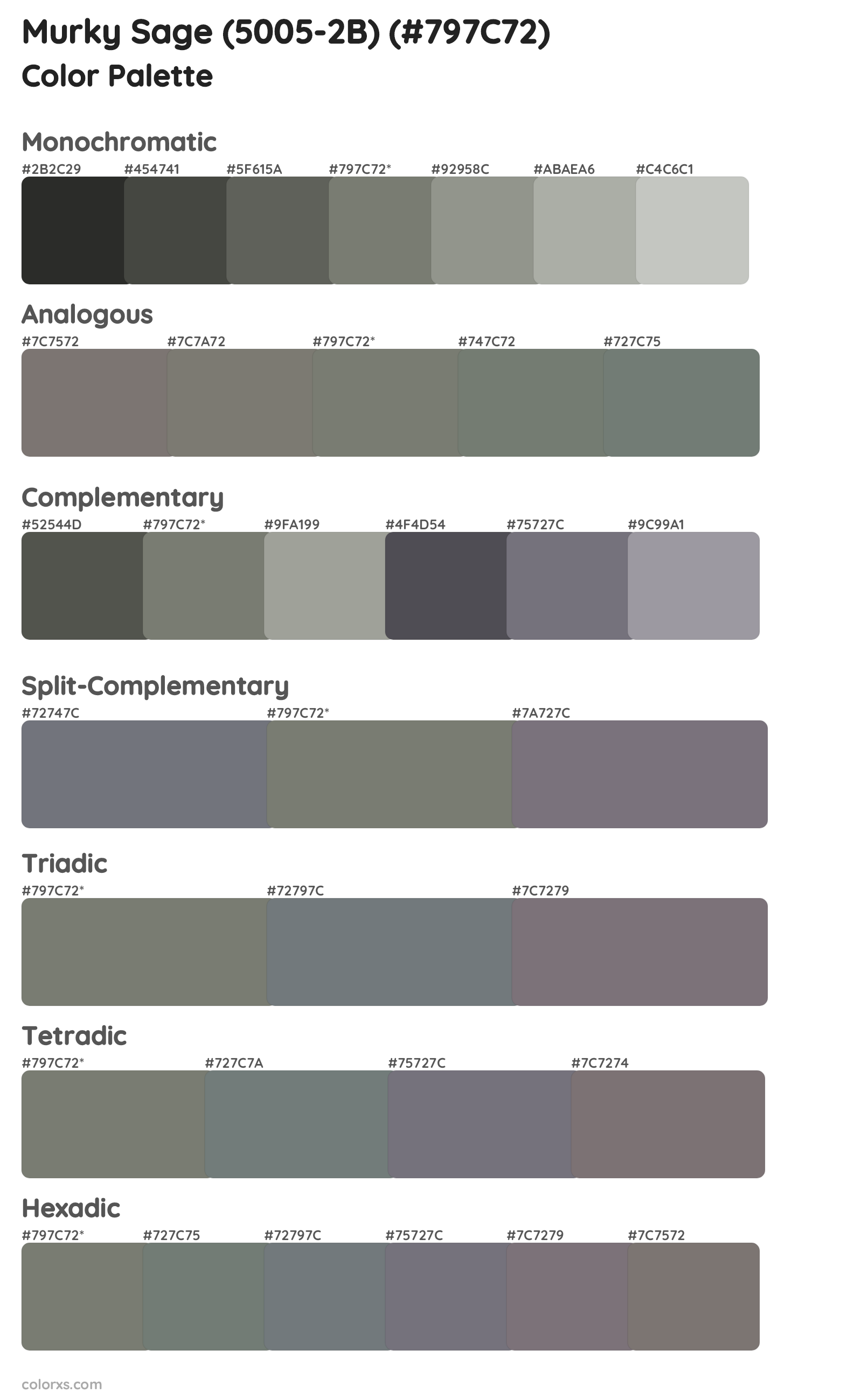 Murky Sage (5005-2B) Color Scheme Palettes