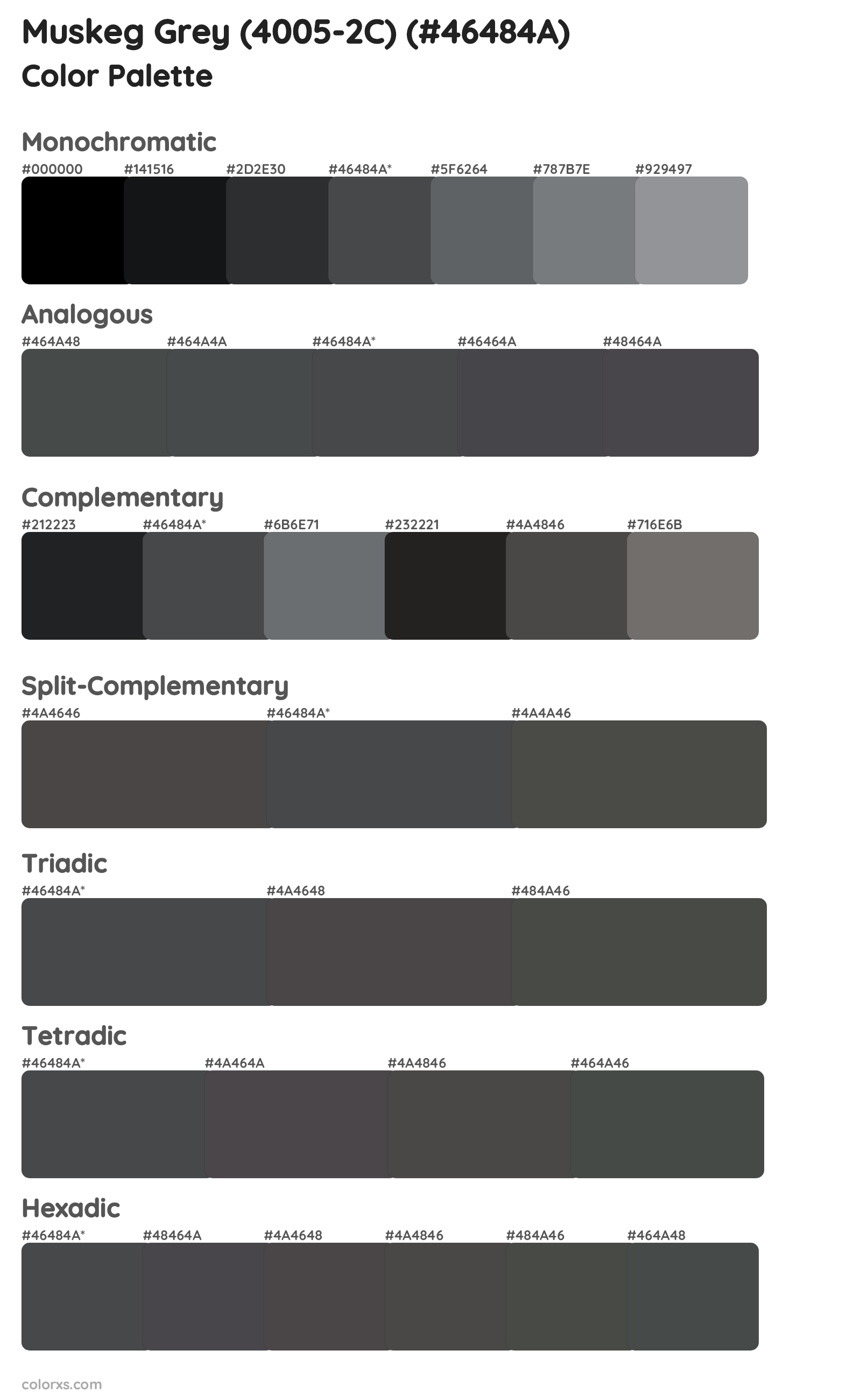 Muskeg Grey (4005-2C) Color Scheme Palettes