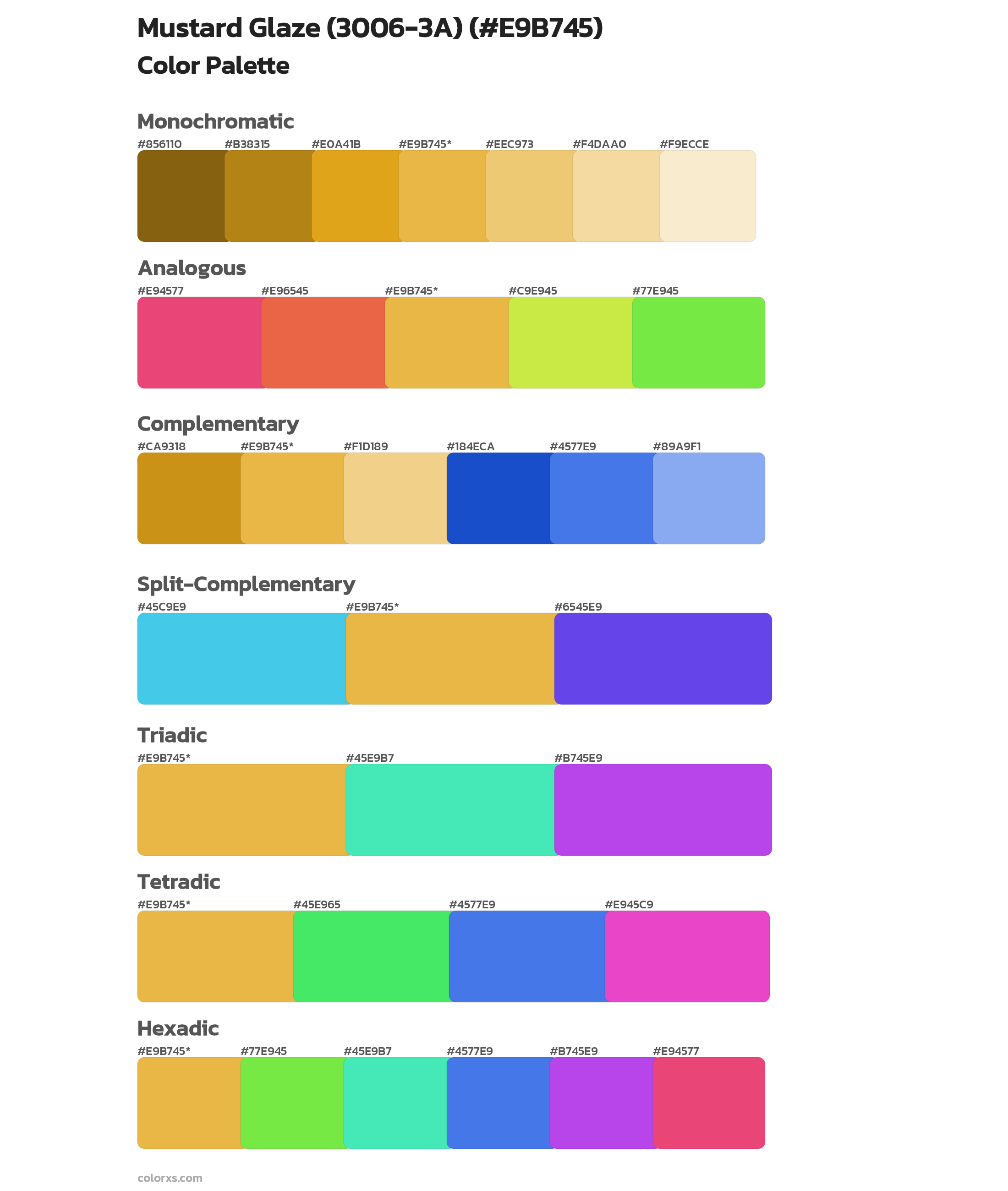 Mustard Glaze (3006-3A) Color Scheme Palettes
