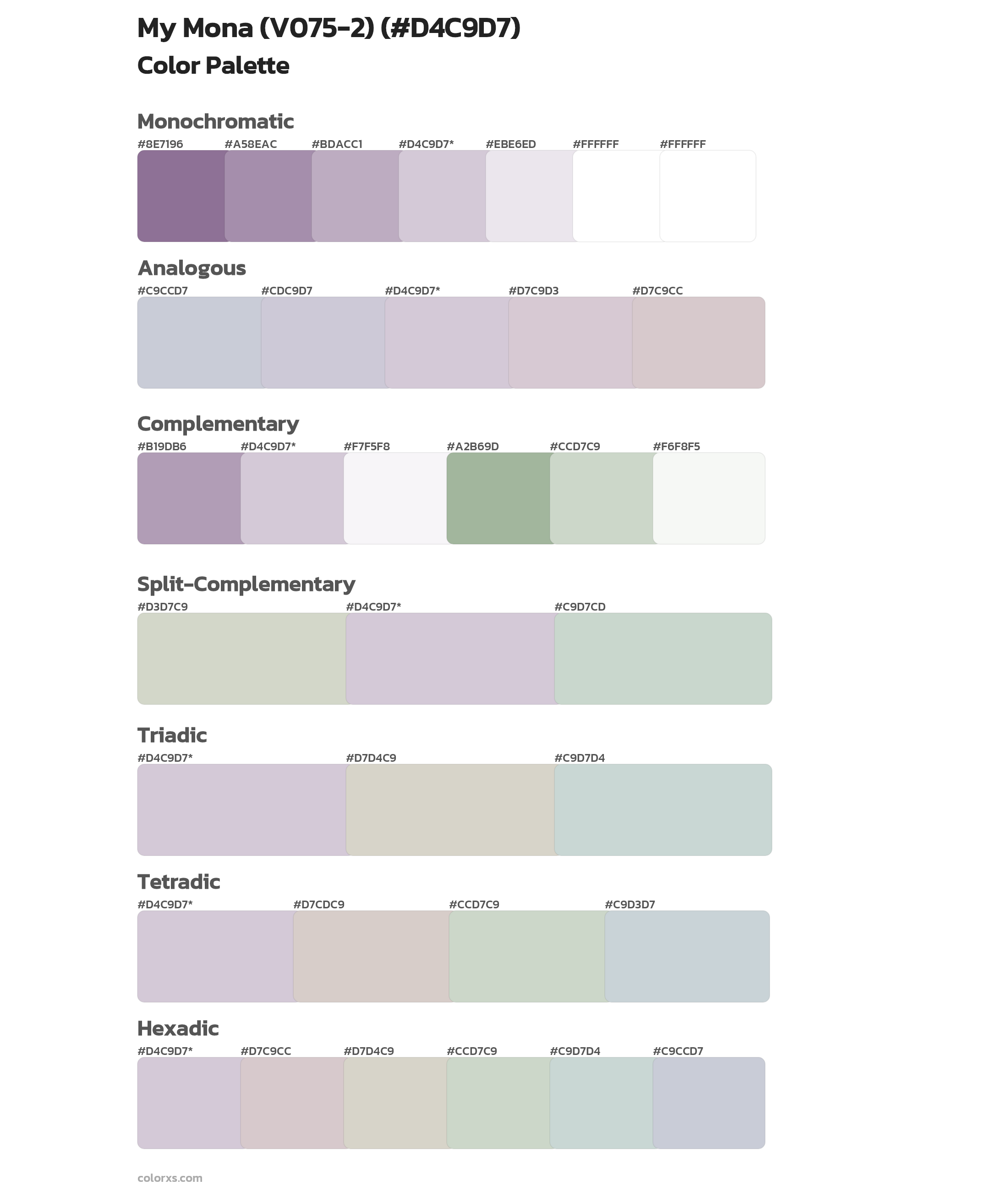 My Mona (V075-2) Color Scheme Palettes