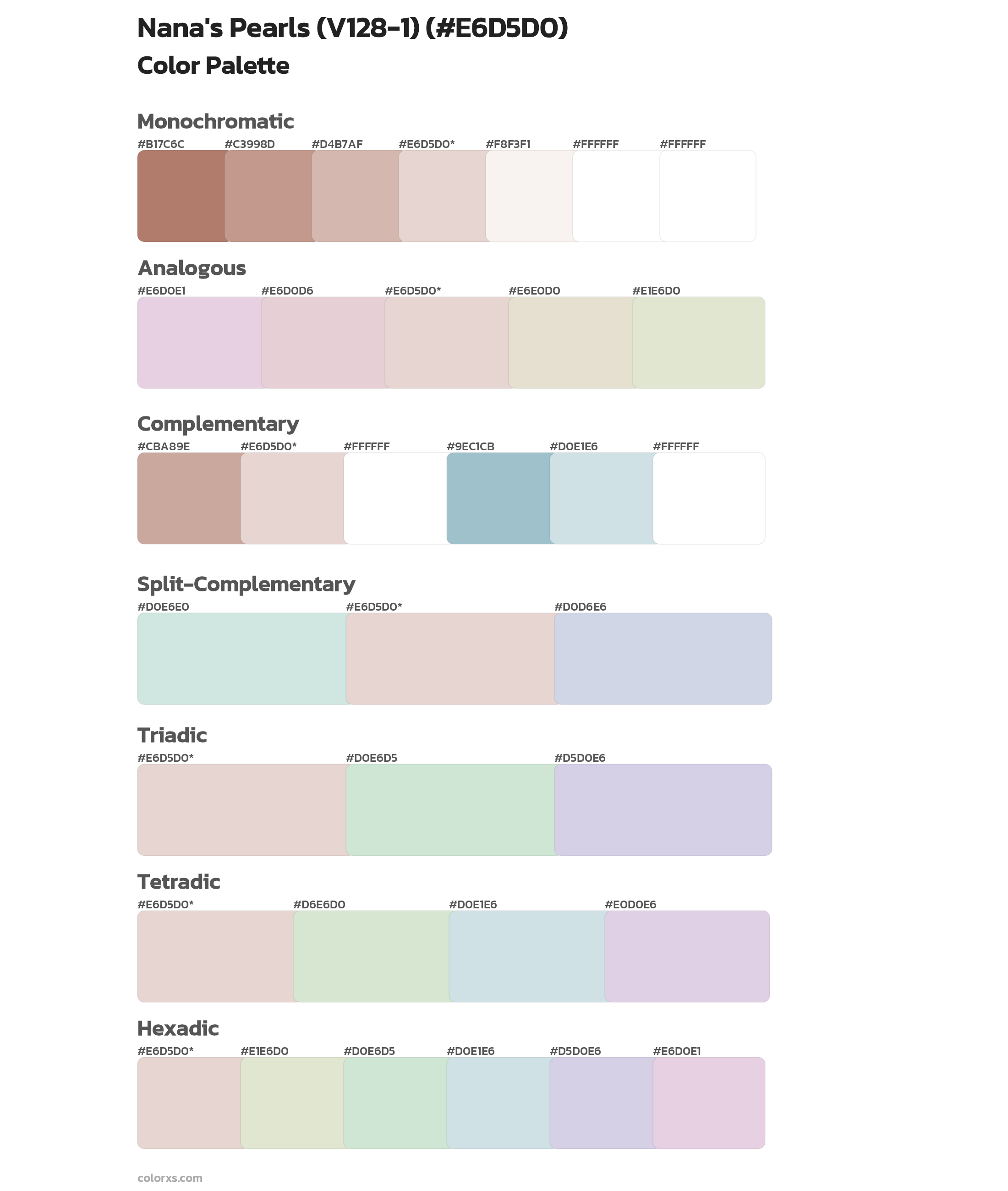 Nana's Pearls (V128-1) Color Scheme Palettes