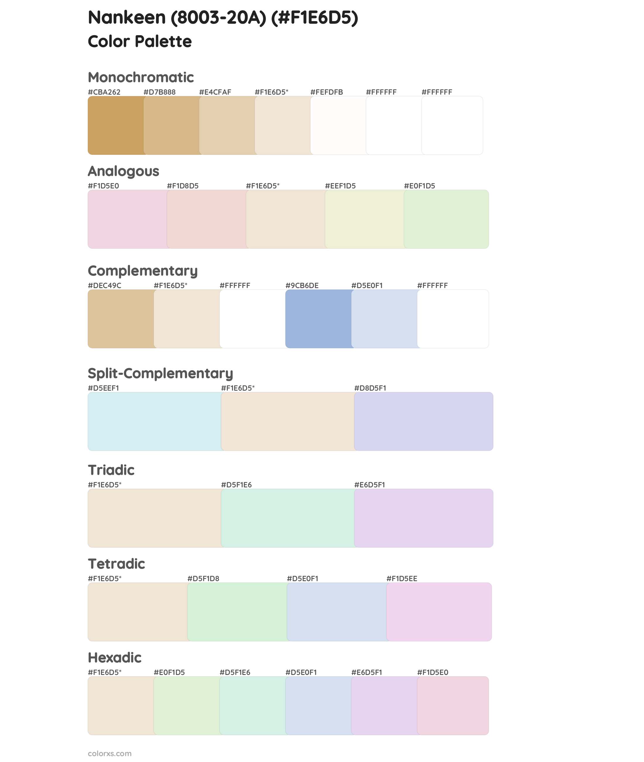 Nankeen (8003-20A) Color Scheme Palettes