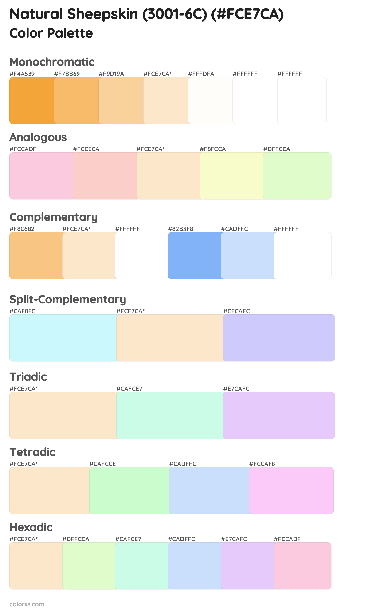 Natural Sheepskin (3001-6C) Color Scheme Palettes