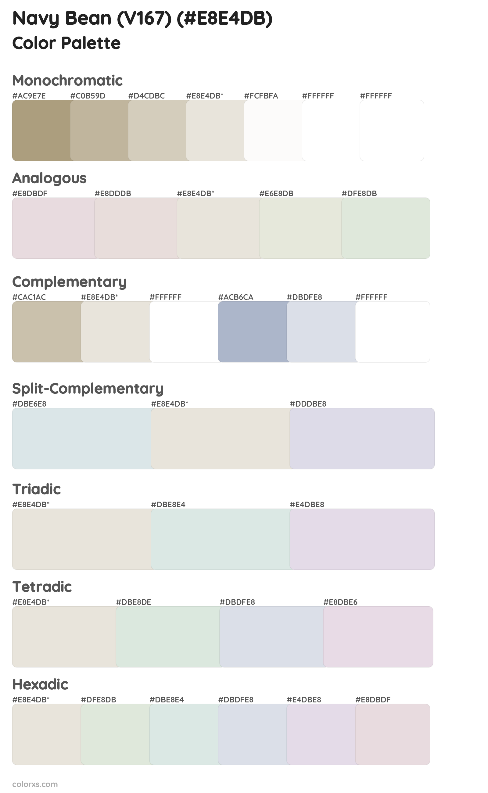 Navy Bean (V167) Color Scheme Palettes