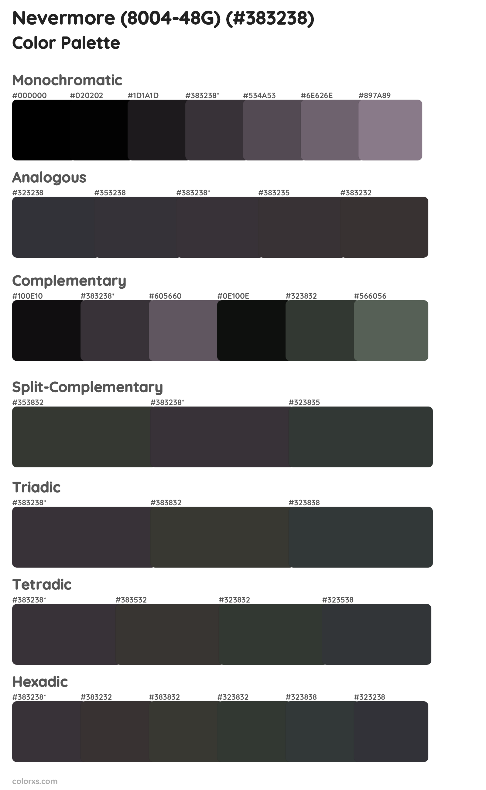 Nevermore (8004-48G) Color Scheme Palettes