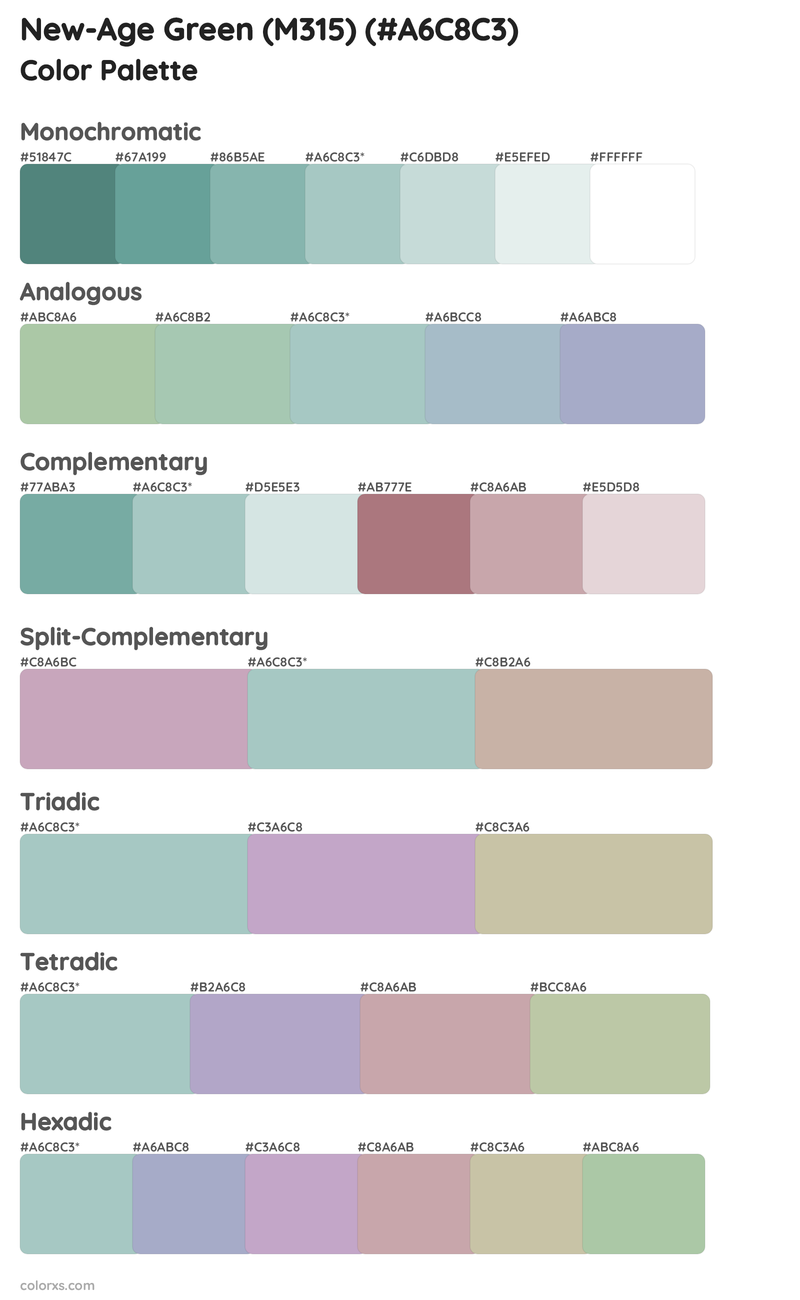 New-Age Green (M315) Color Scheme Palettes
