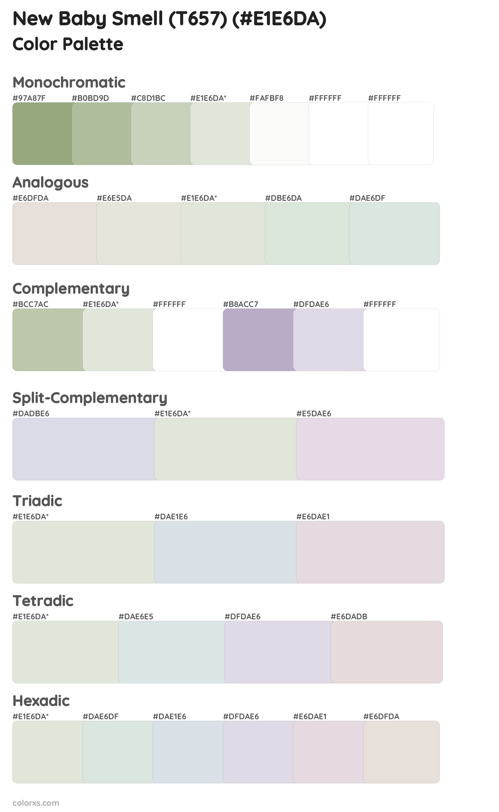 New Baby Smell (T657) Color Scheme Palettes