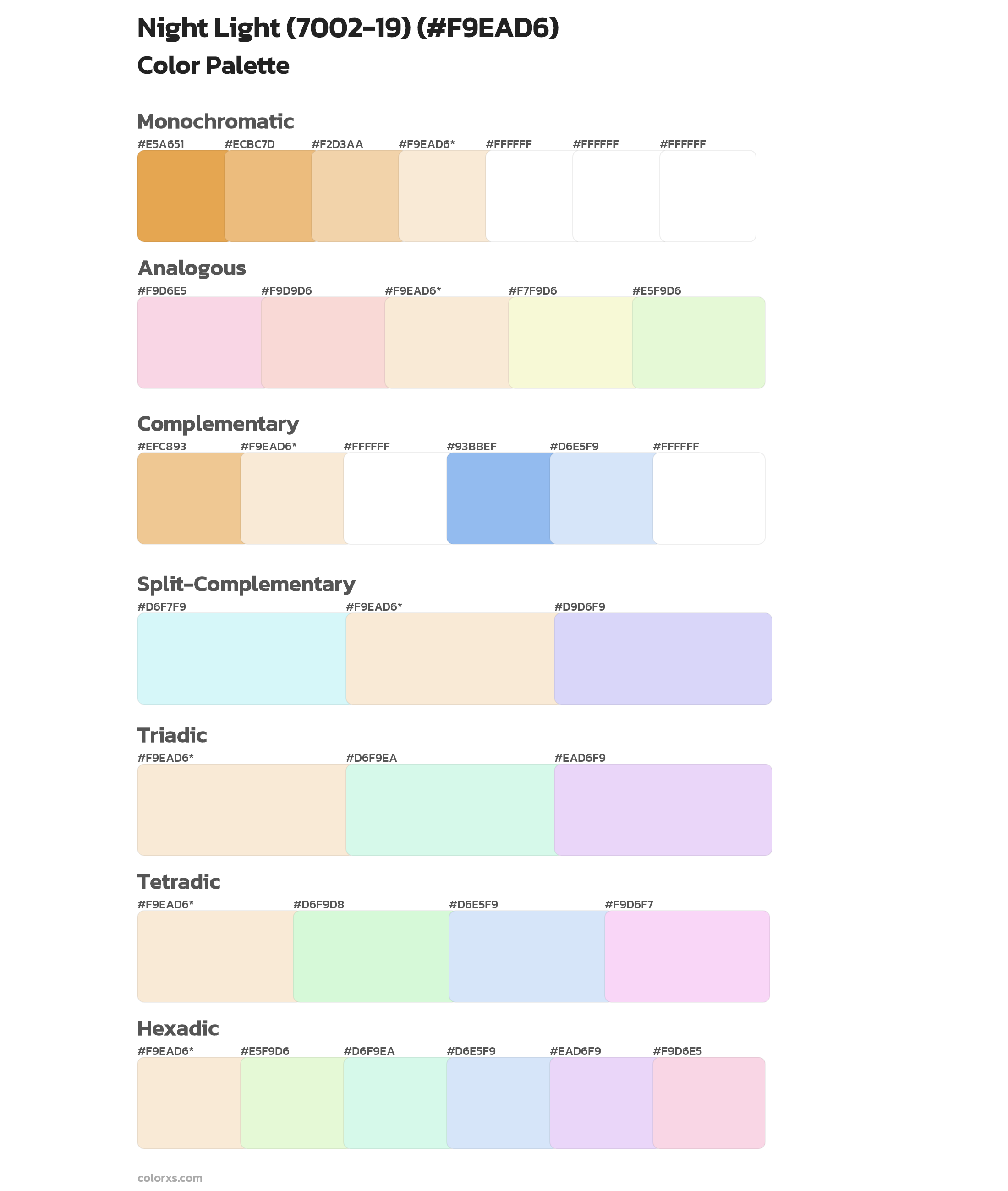 Night Light (7002-19) Color Scheme Palettes