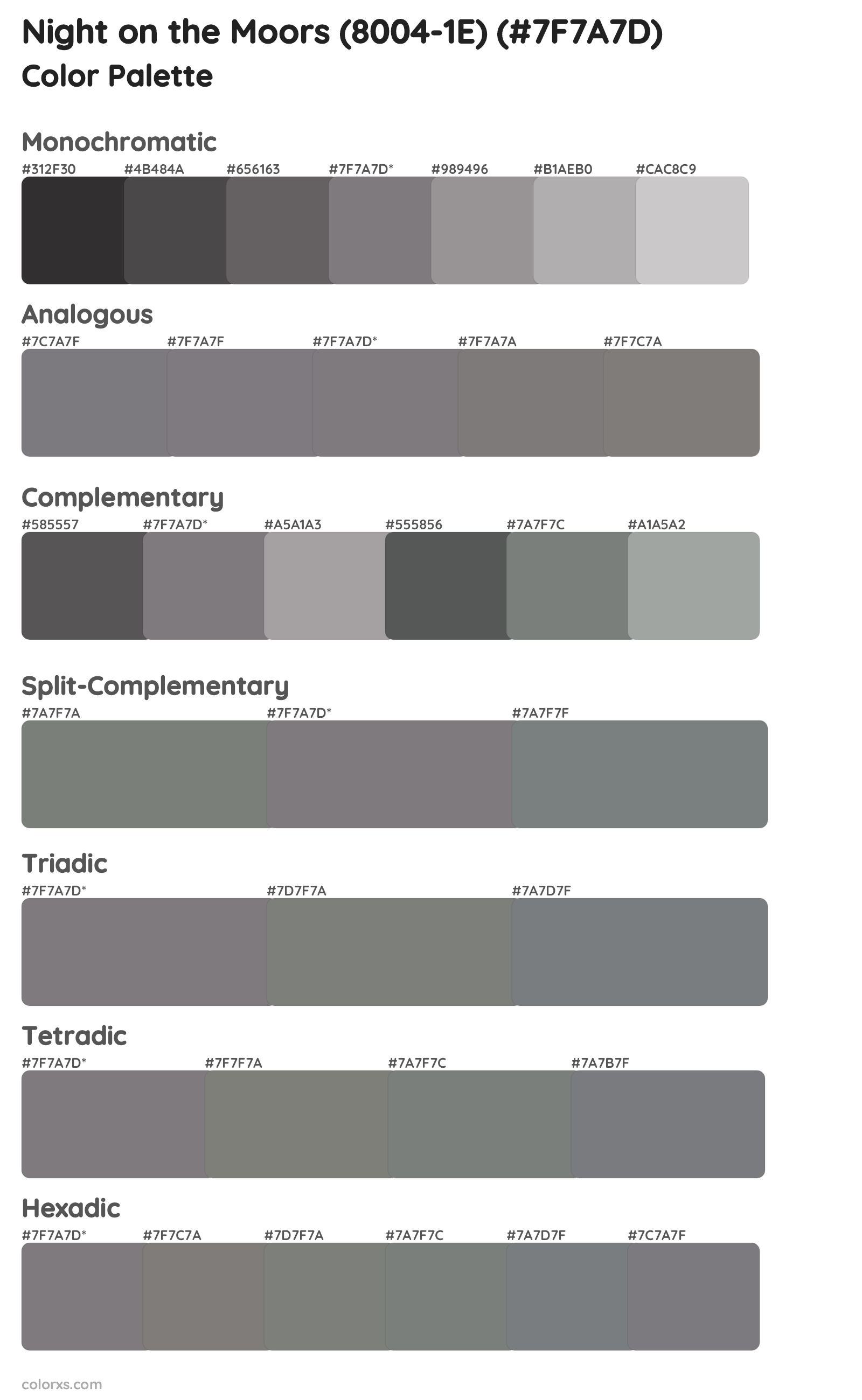 Night on the Moors (8004-1E) Color Scheme Palettes