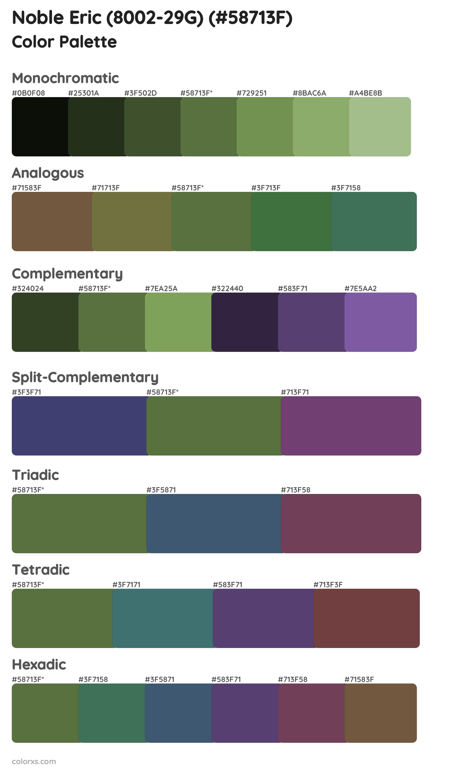 Noble Eric (8002-29G) Color Scheme Palettes
