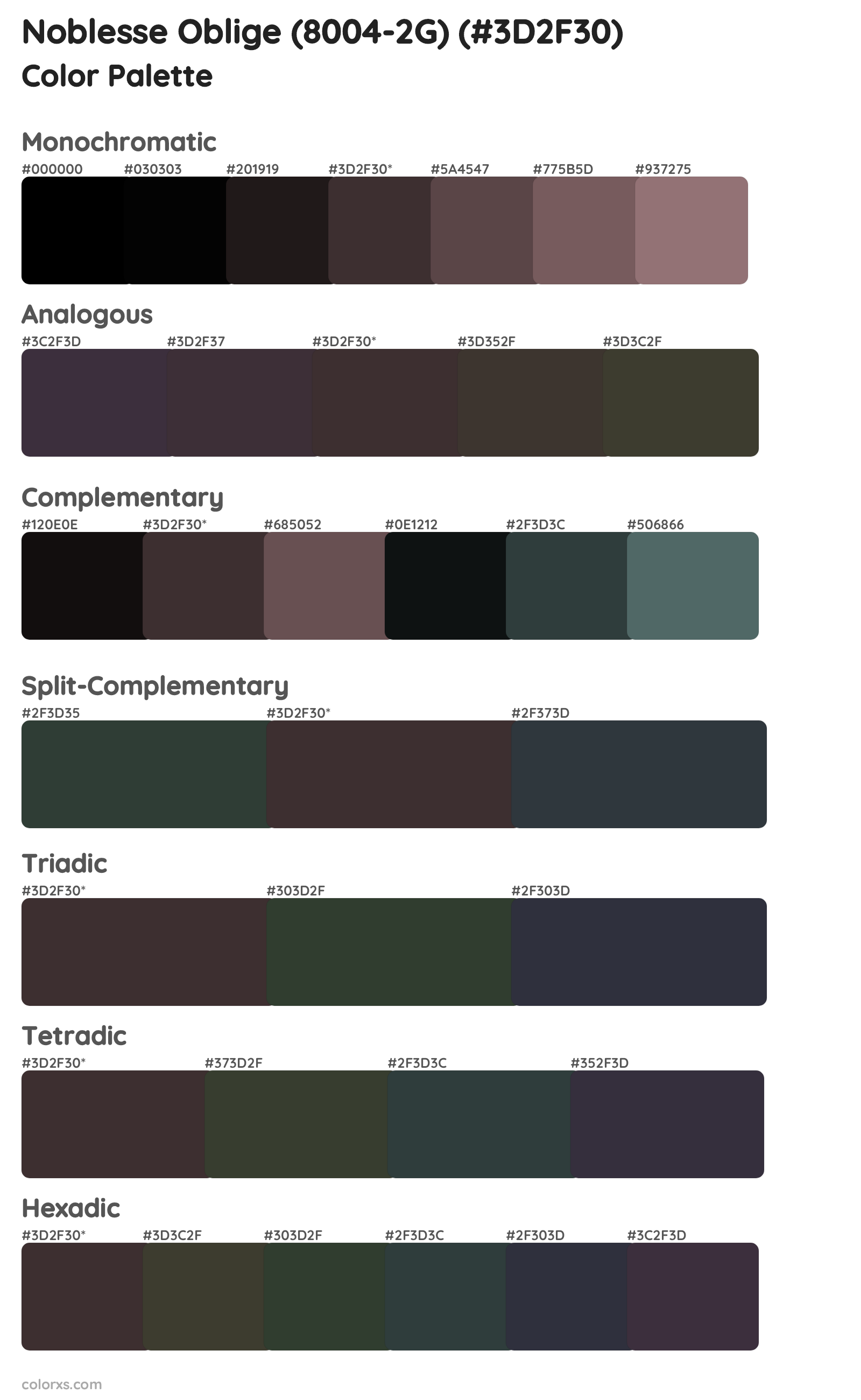 Noblesse Oblige (8004-2G) Color Scheme Palettes