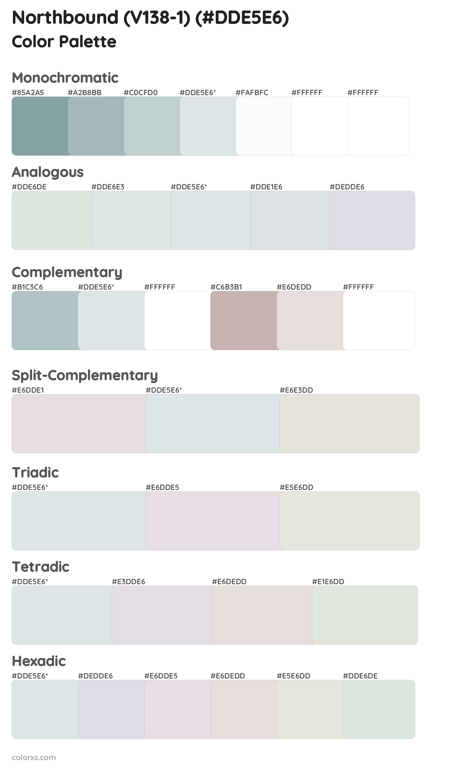 Northbound (V138-1) Color Scheme Palettes