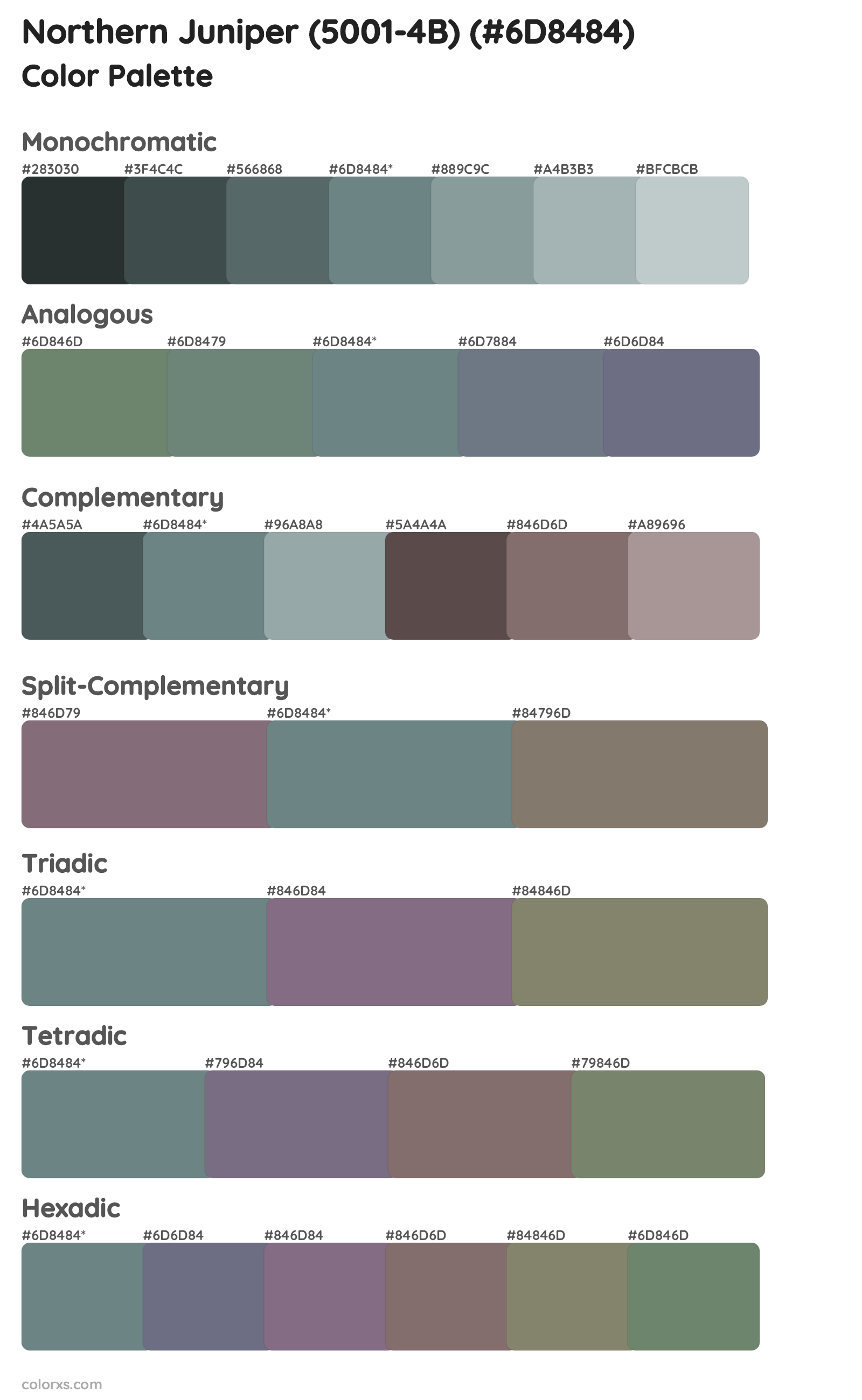 Northern Juniper (5001-4B) Color Scheme Palettes