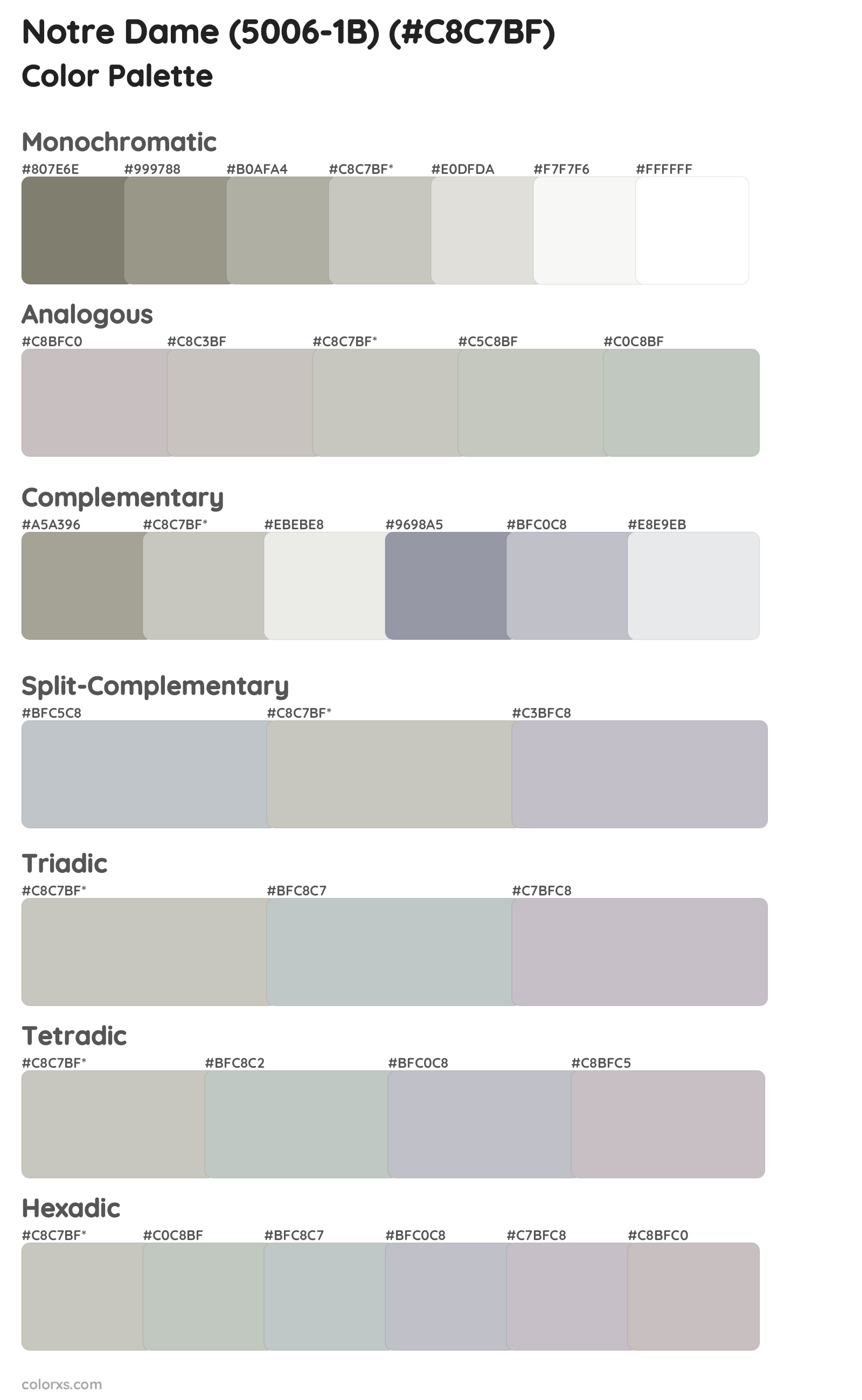 Notre Dame (5006-1B) Color Scheme Palettes