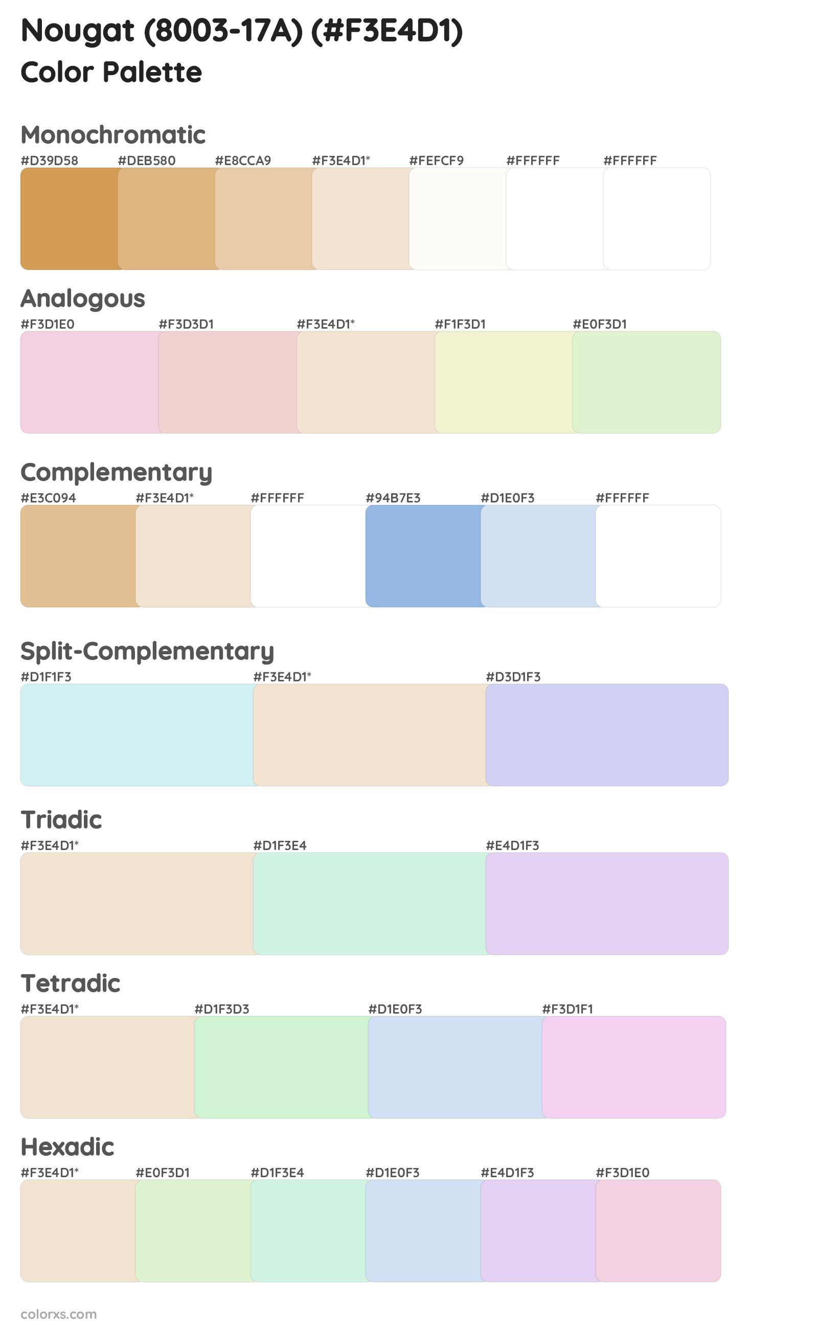 Nougat (8003-17A) Color Scheme Palettes