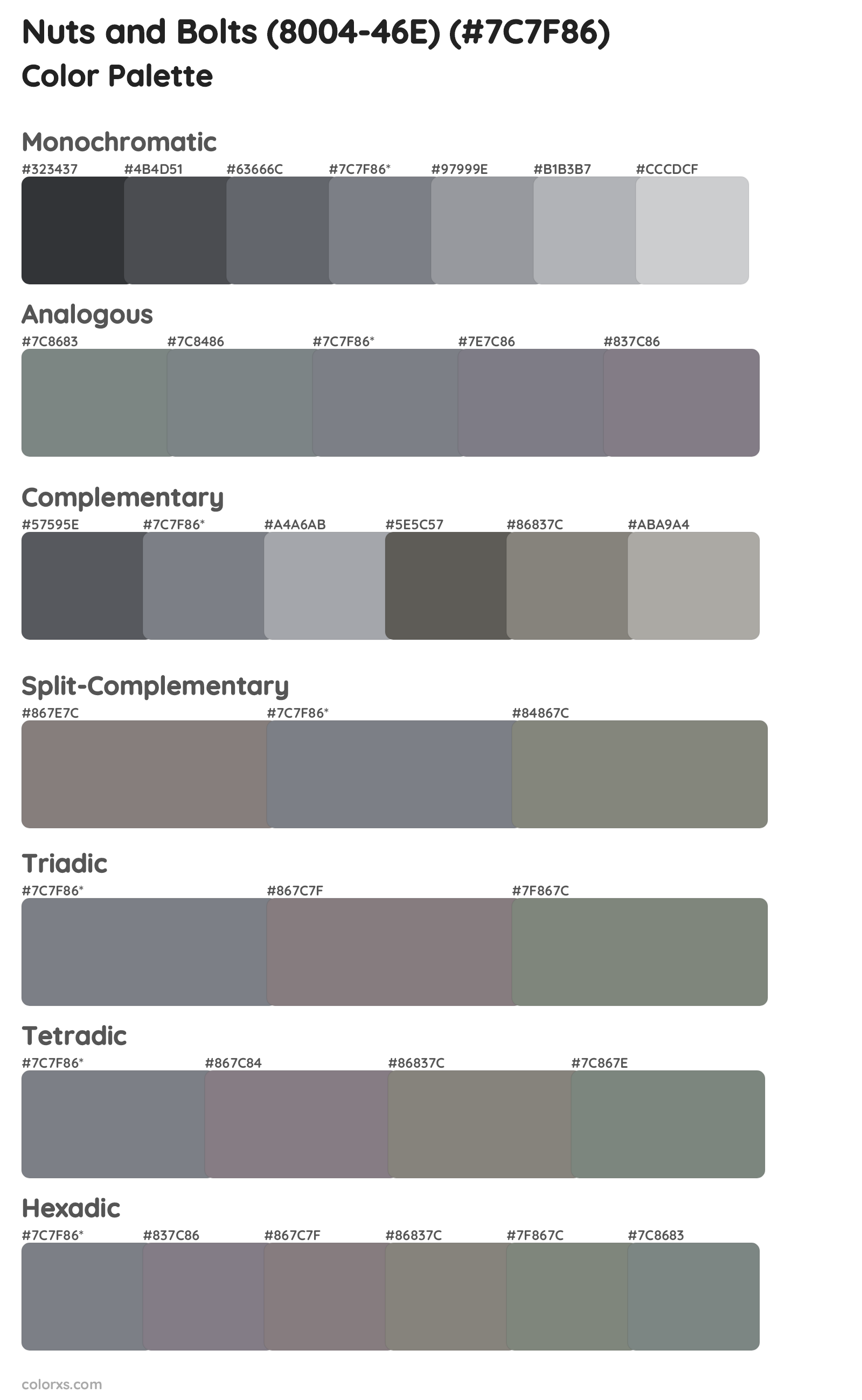 Nuts and Bolts (8004-46E) Color Scheme Palettes