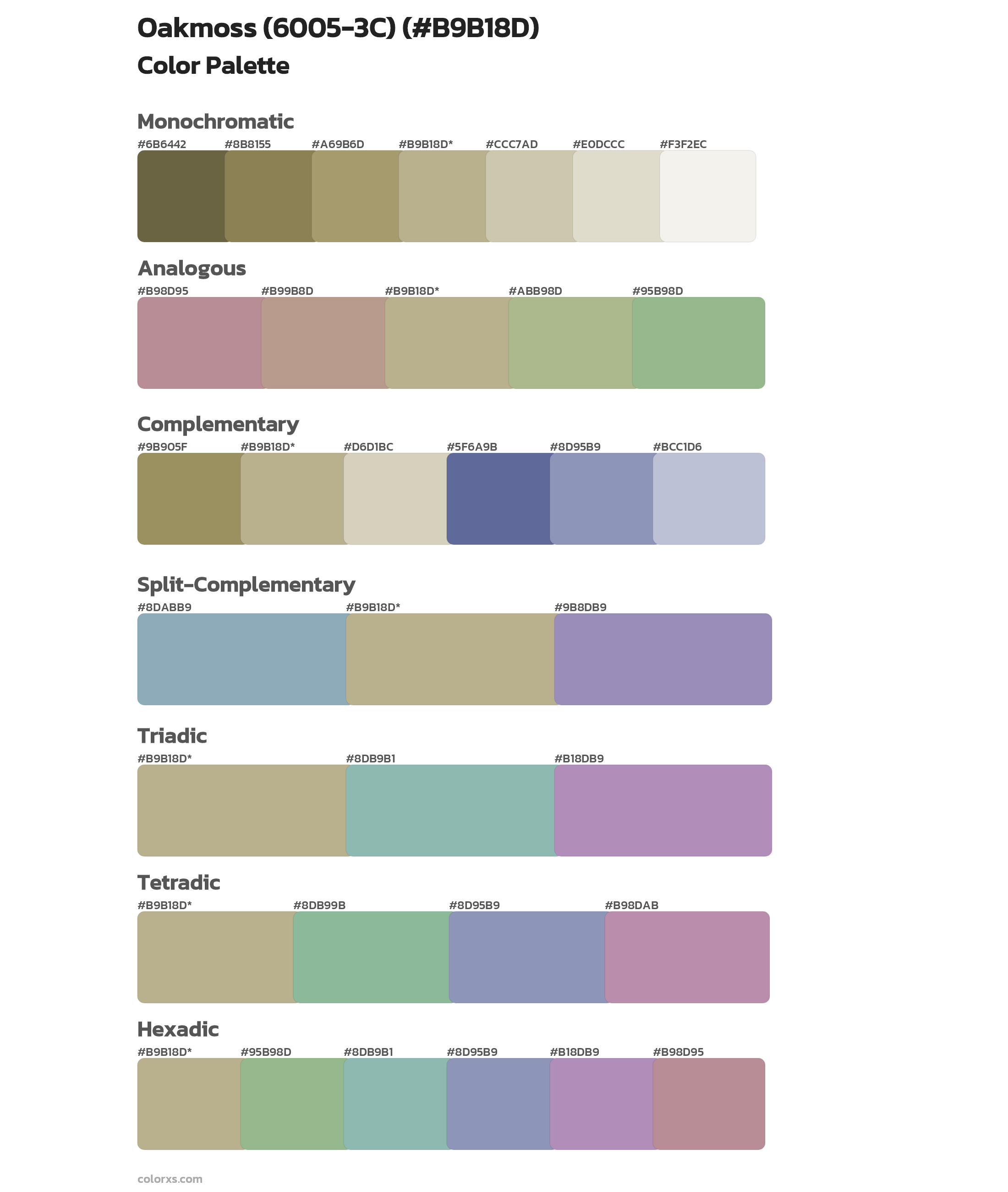 Oakmoss (6005-3C) Color Scheme Palettes