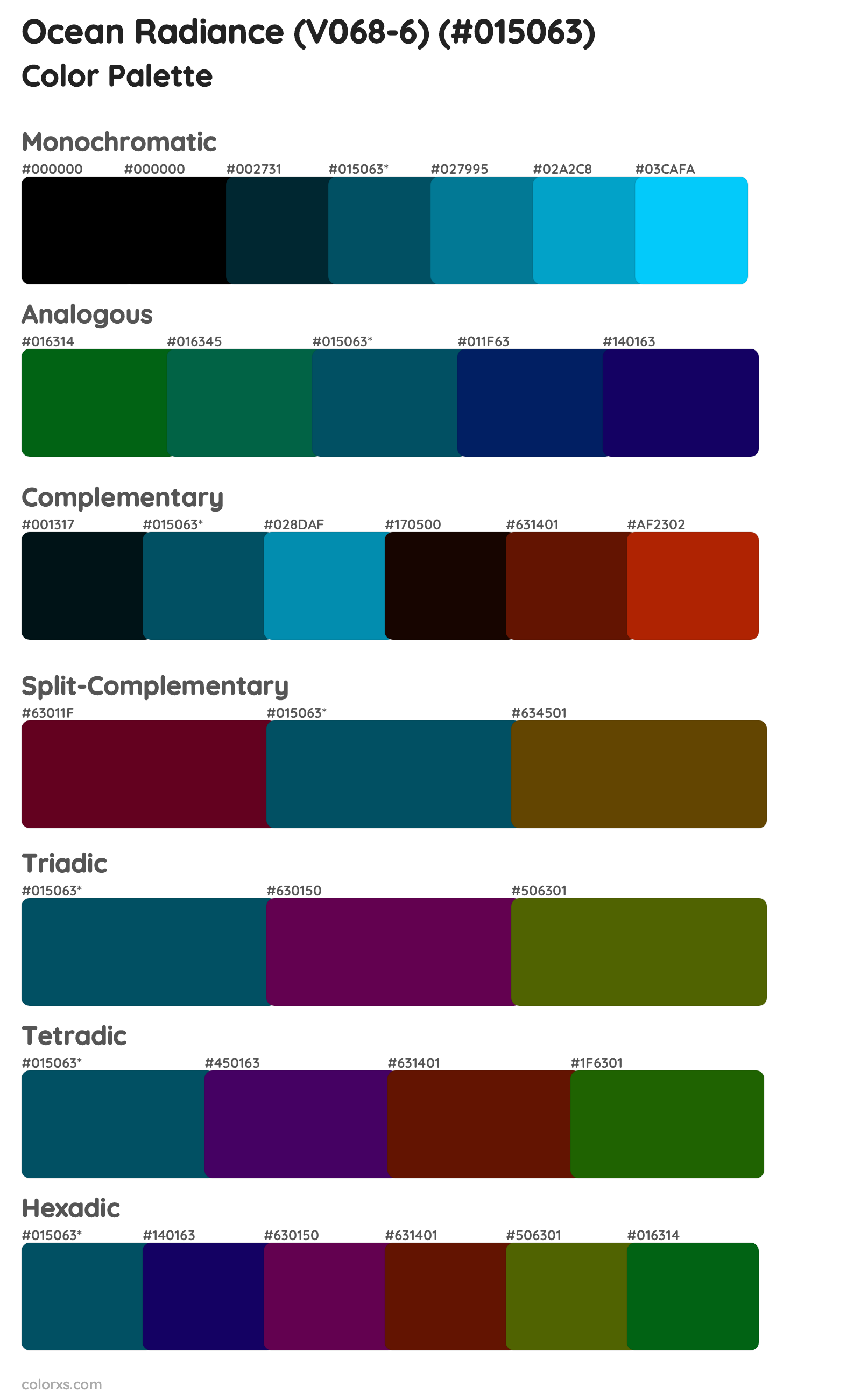 Ocean Radiance (V068-6) Color Scheme Palettes