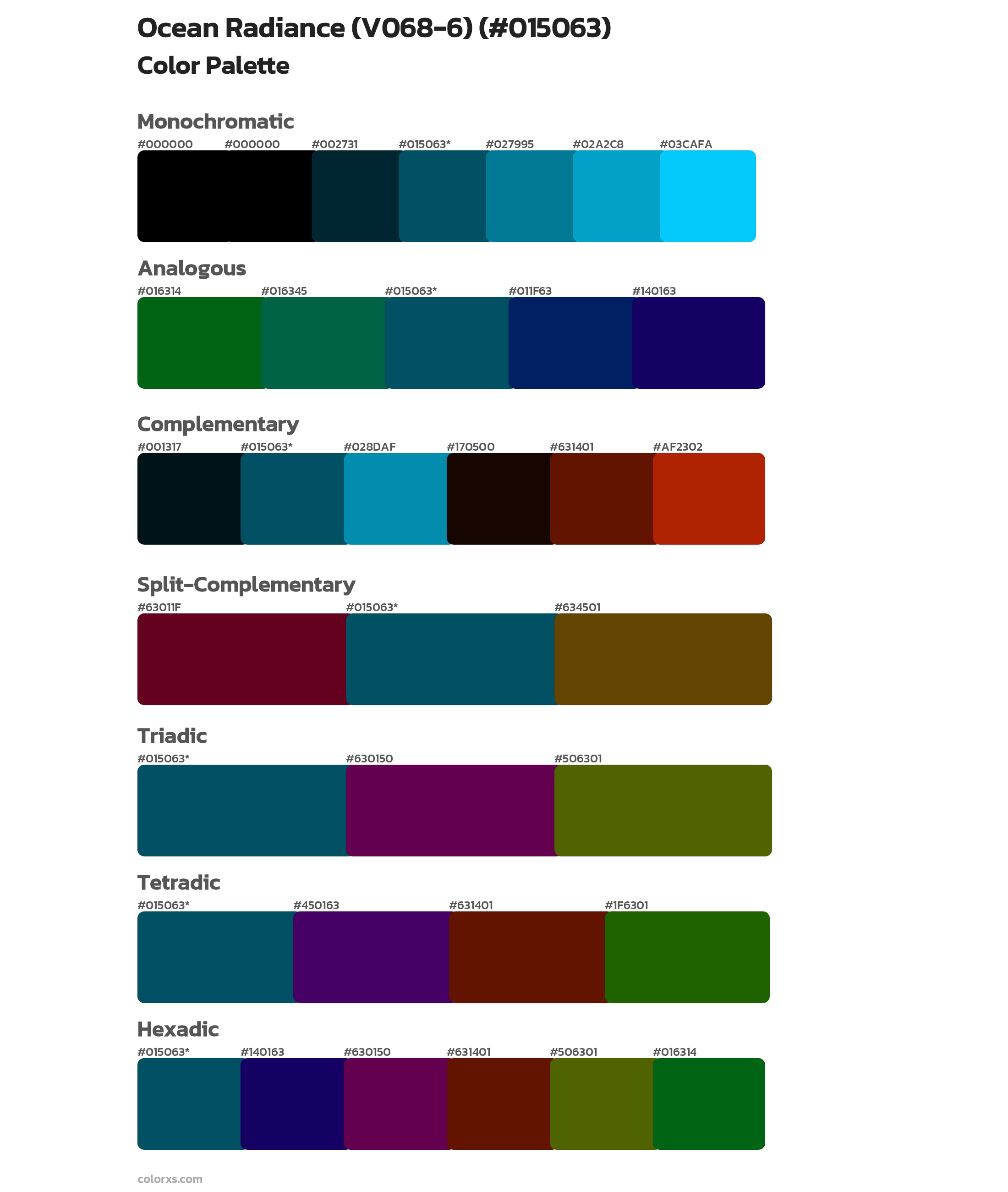 Ocean Radiance (V068-6) Color Scheme Palettes