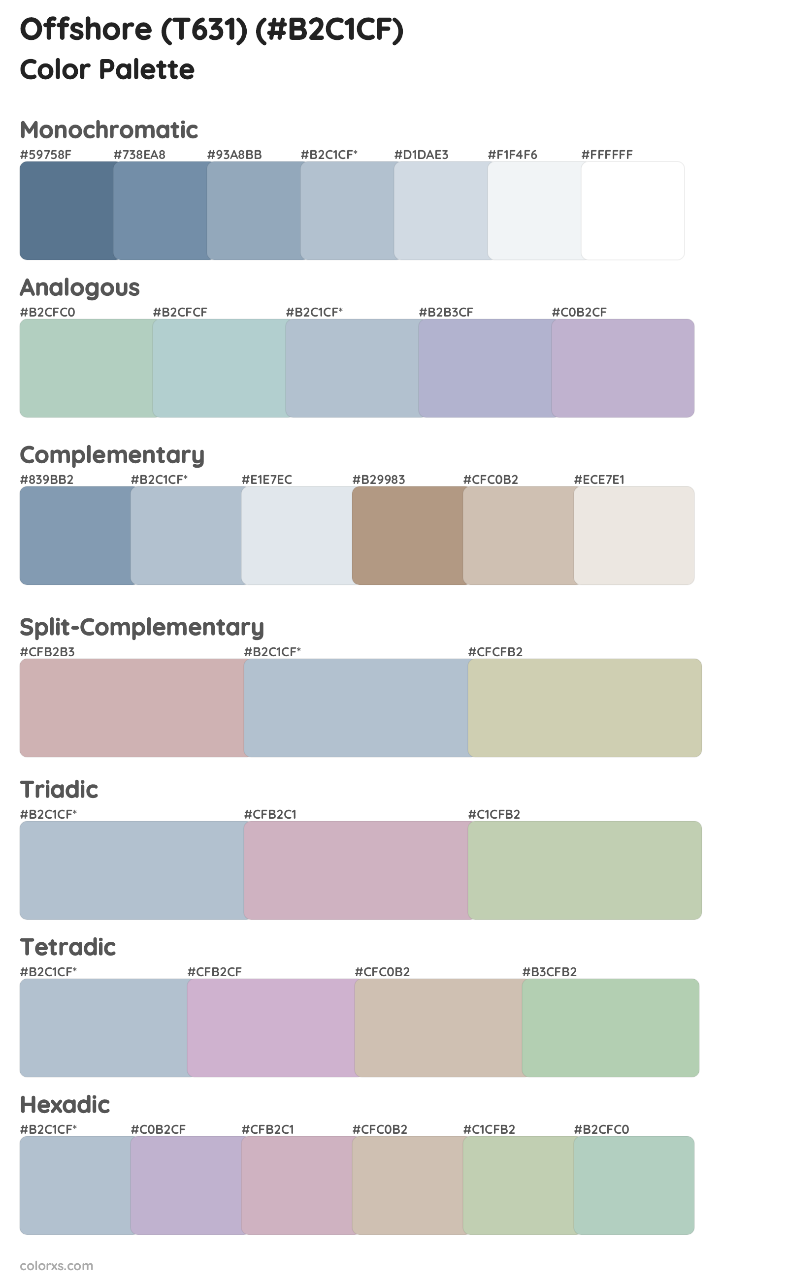 Offshore (T631) Color Scheme Palettes