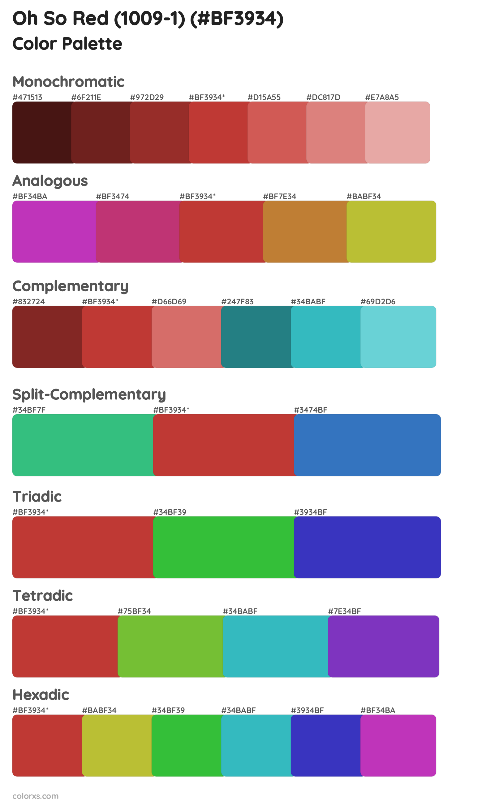 Oh So Red (1009-1) Color Scheme Palettes
