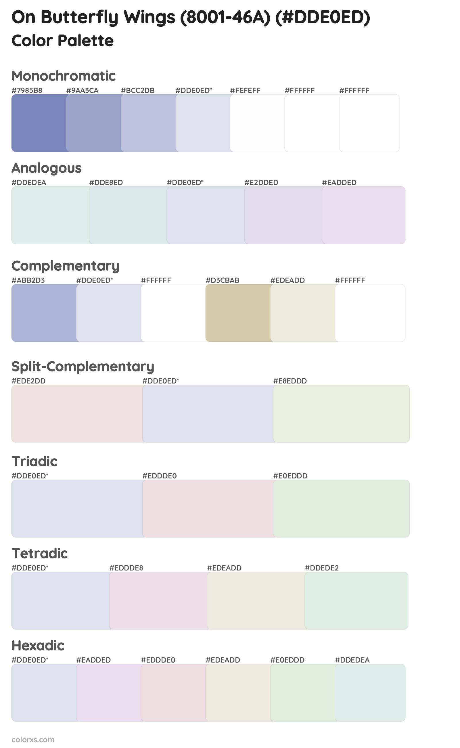 On Butterfly Wings (8001-46A) Color Scheme Palettes