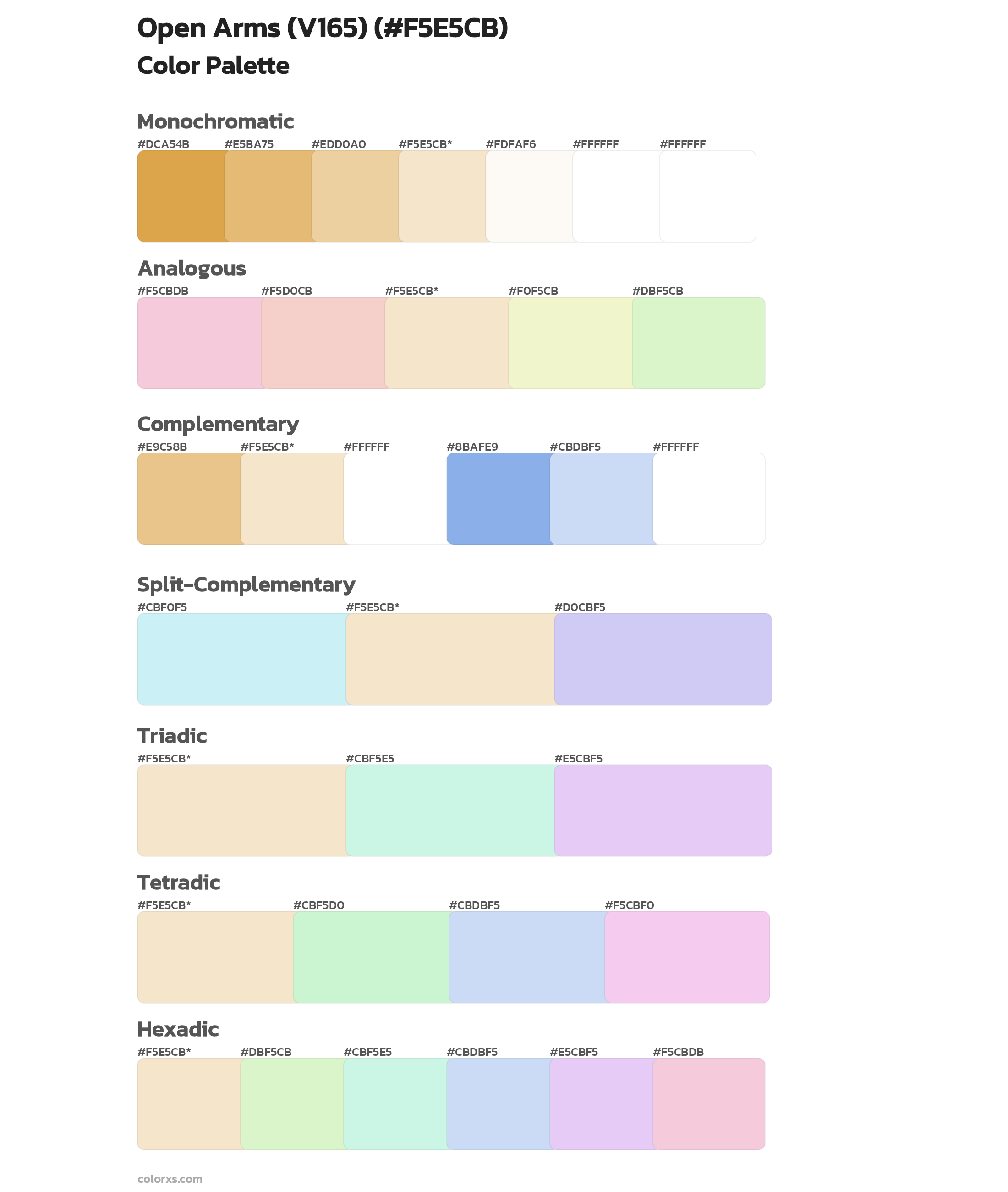 Open Arms (V165) Color Scheme Palettes
