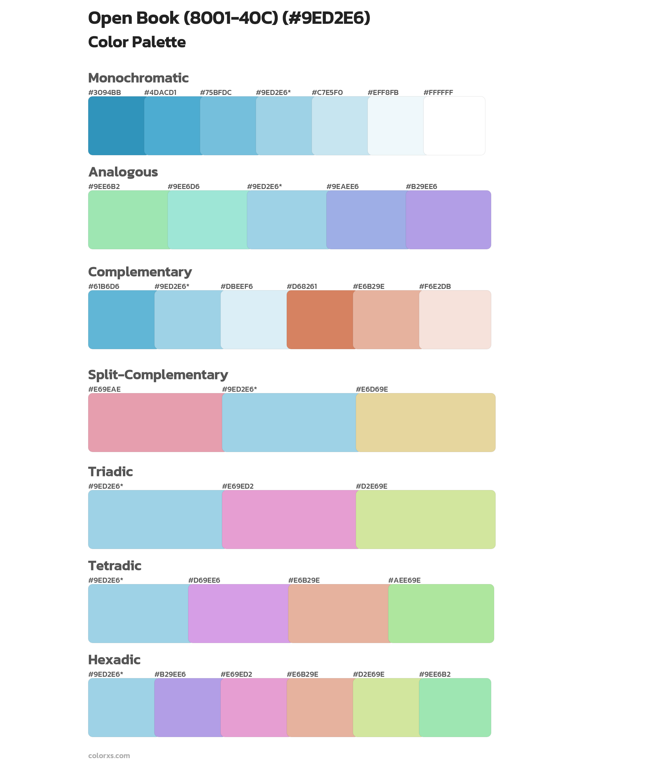 Open Book (8001-40C) Color Scheme Palettes