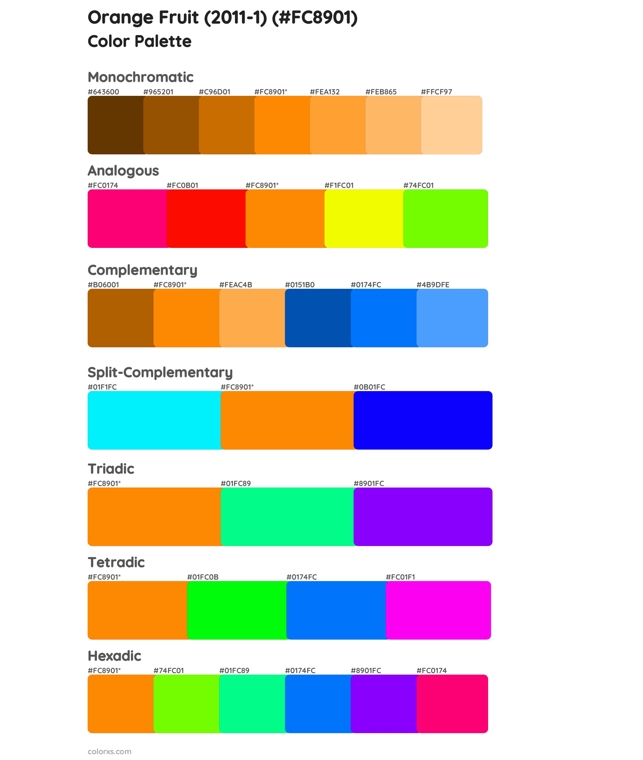 Orange Fruit (2011-1) Color Scheme Palettes