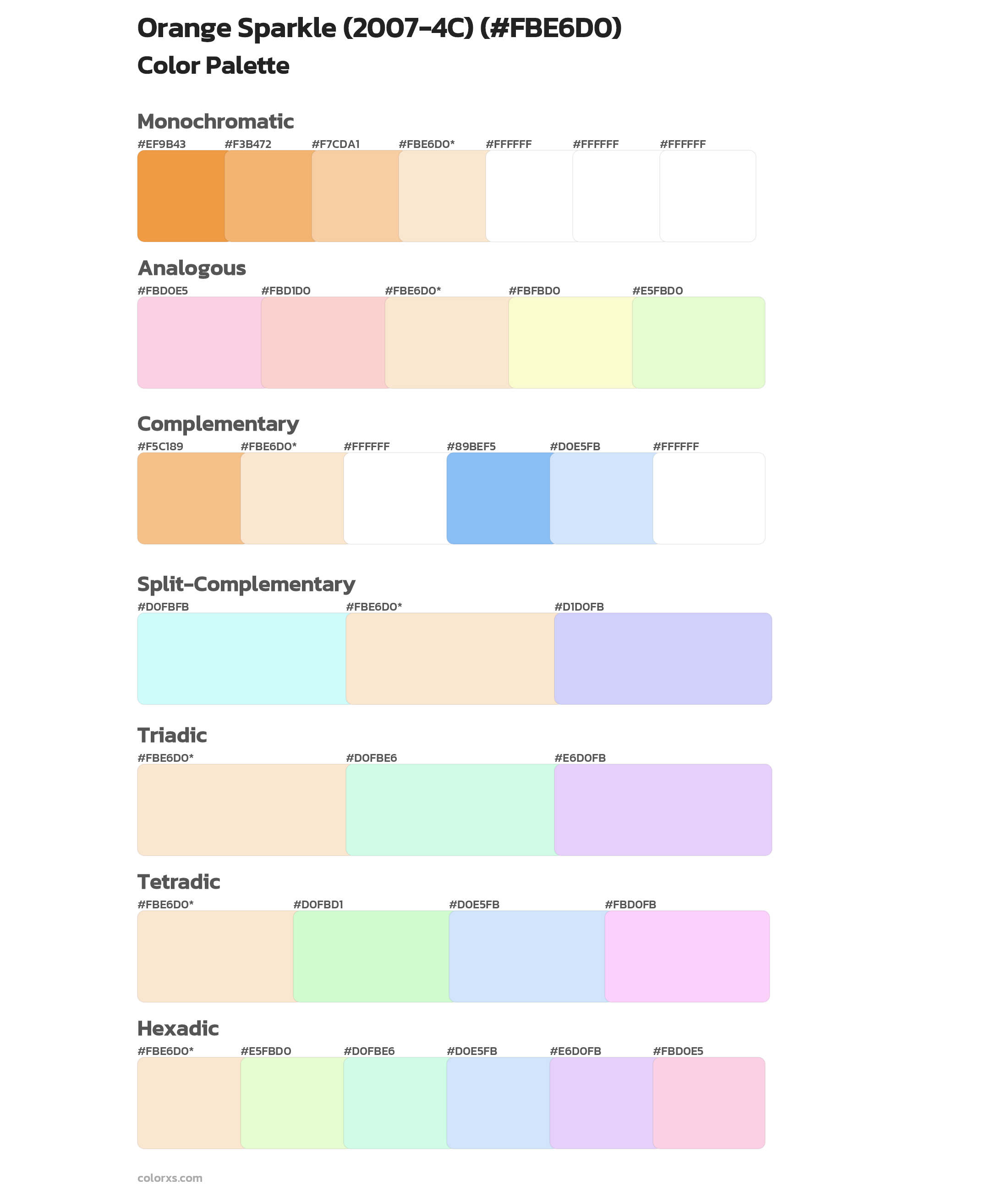 Orange Sparkle (2007-4C) Color Scheme Palettes