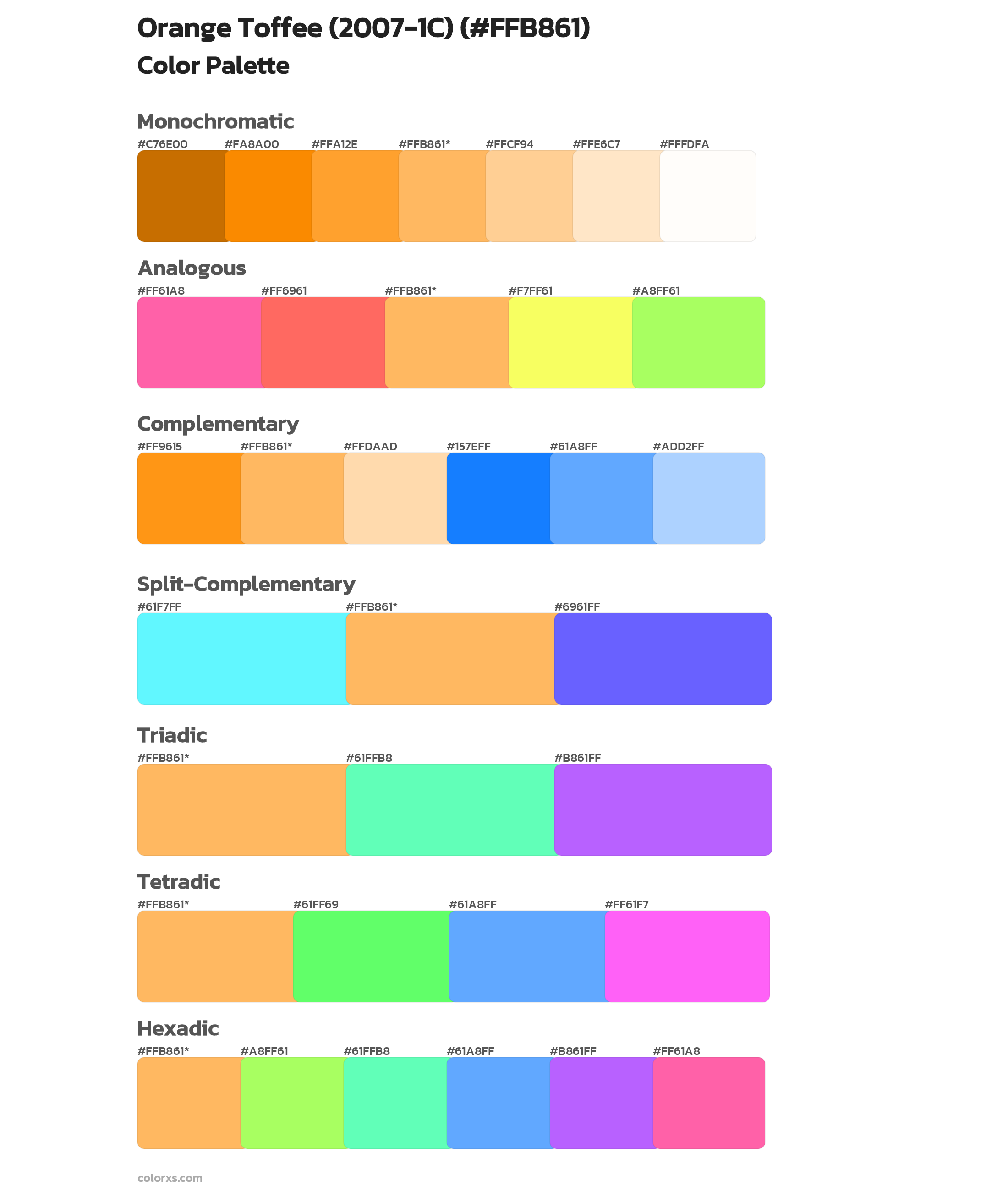 Orange Toffee (2007-1C) Color Scheme Palettes