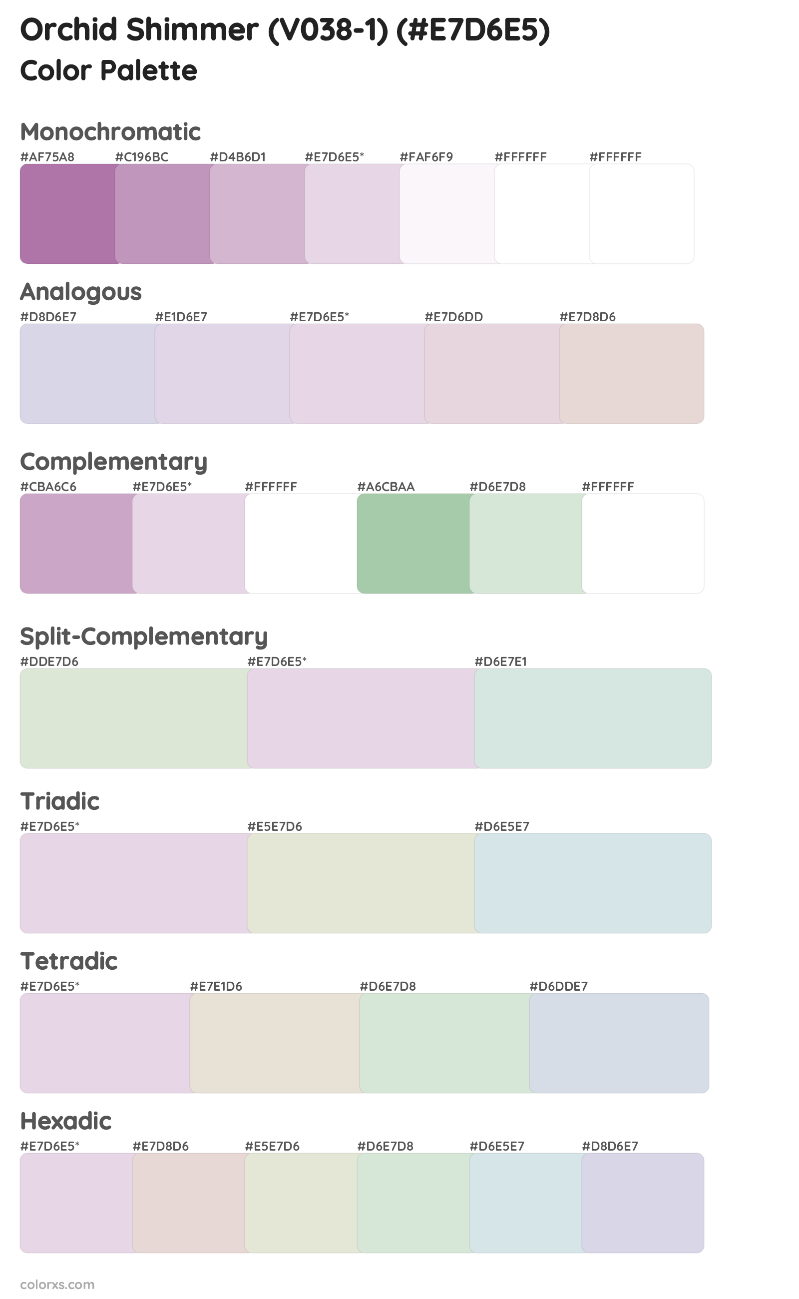 Orchid Shimmer (V038-1) Color Scheme Palettes