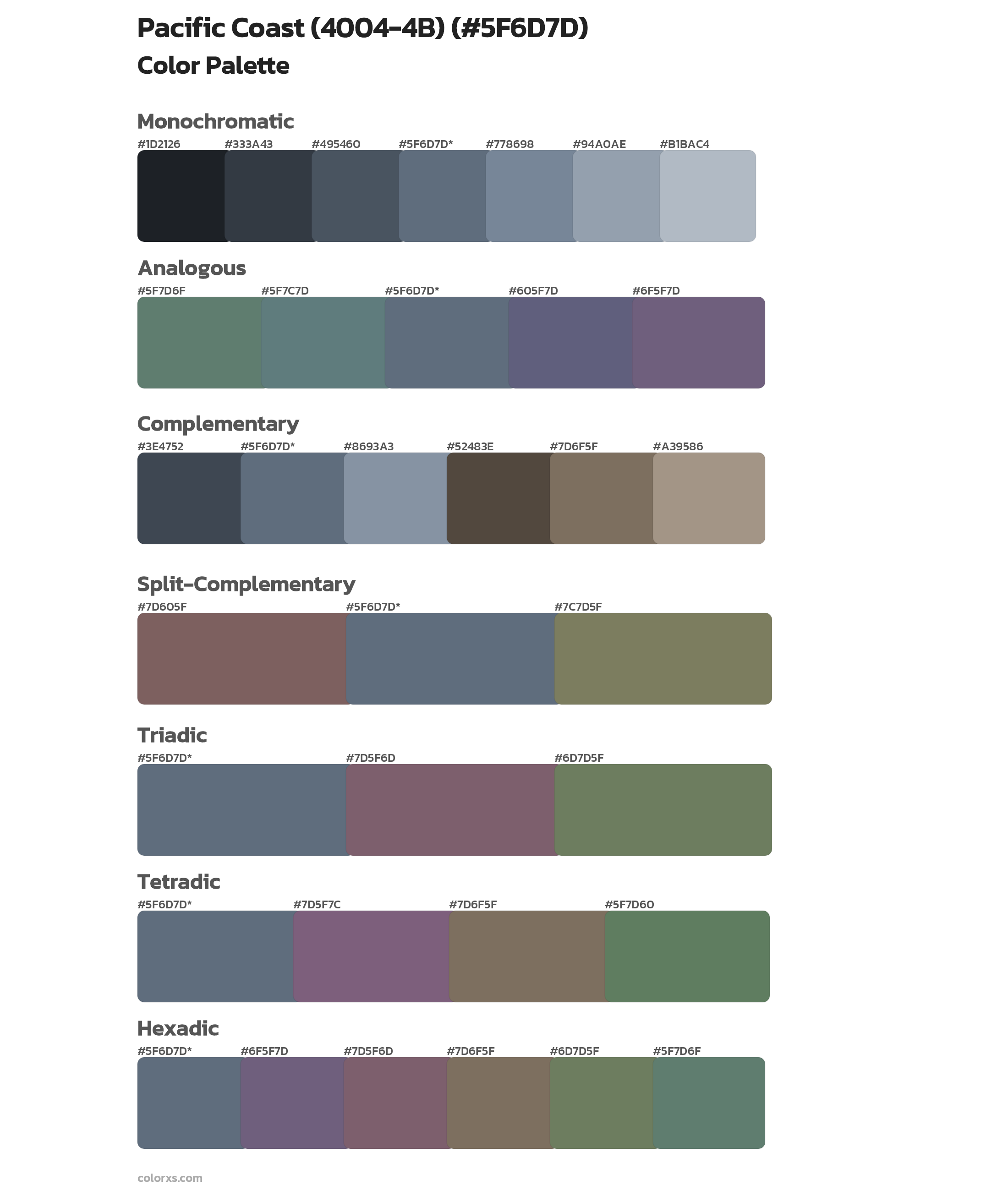 Pacific Coast (4004-4B) Color Scheme Palettes
