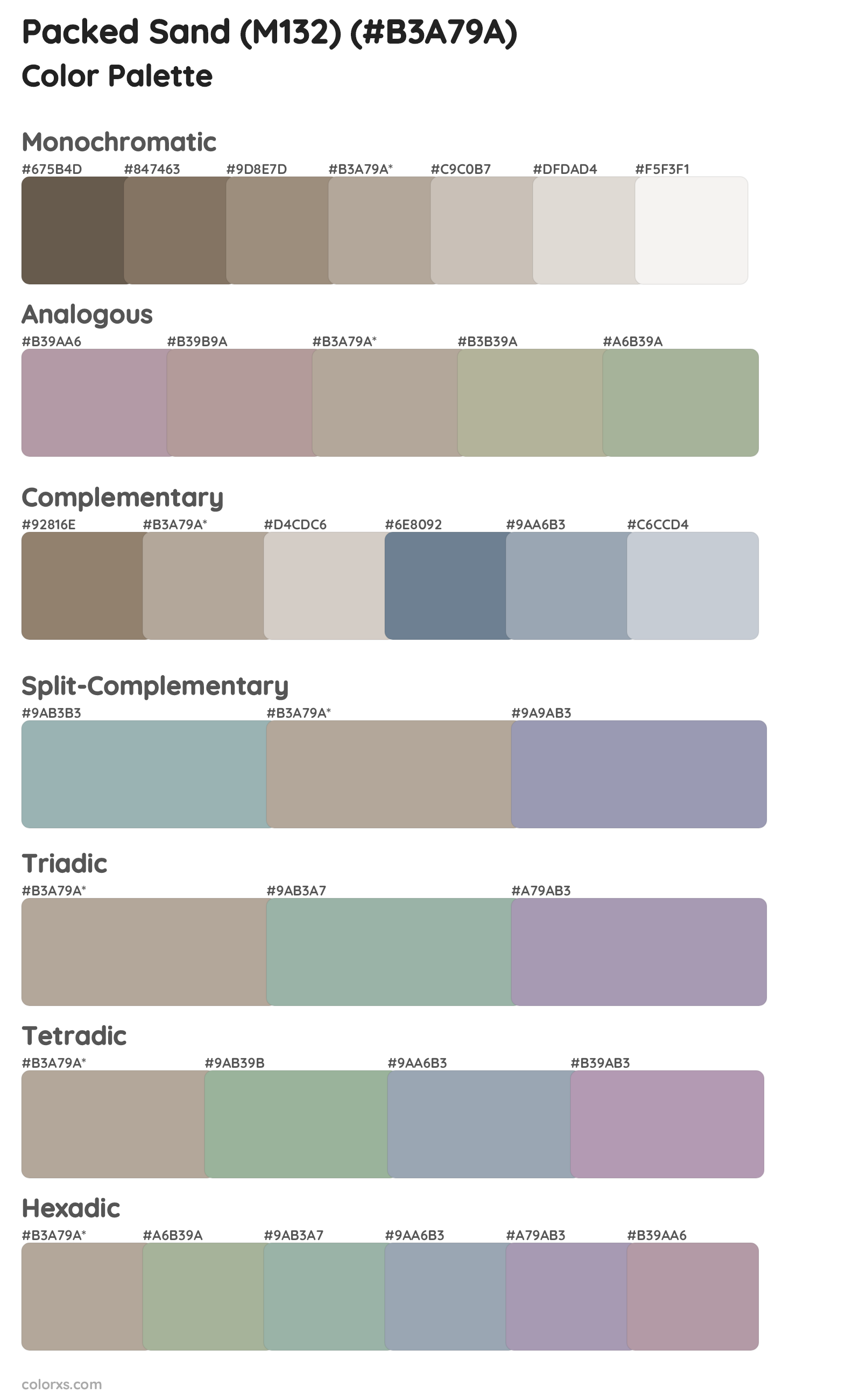Packed Sand (M132) Color Scheme Palettes