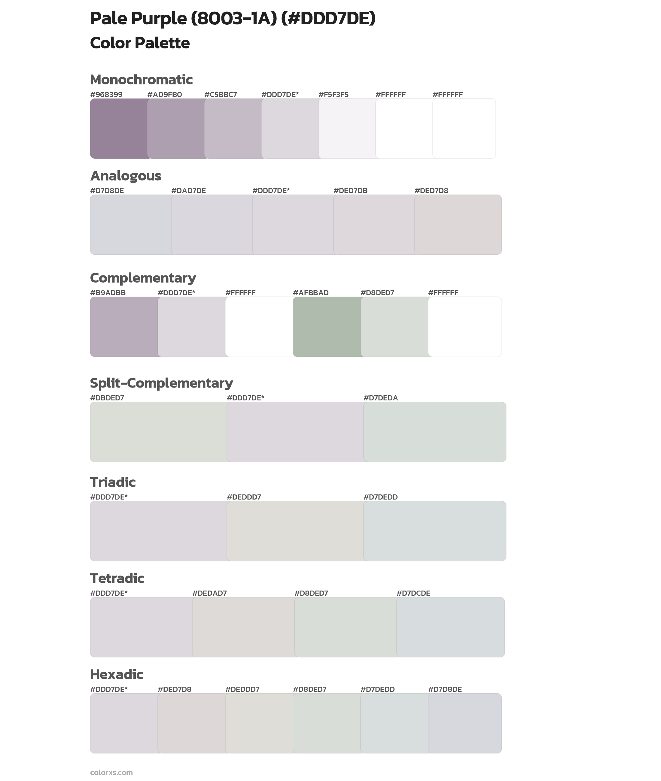 Pale Purple (8003-1A) Color Scheme Palettes