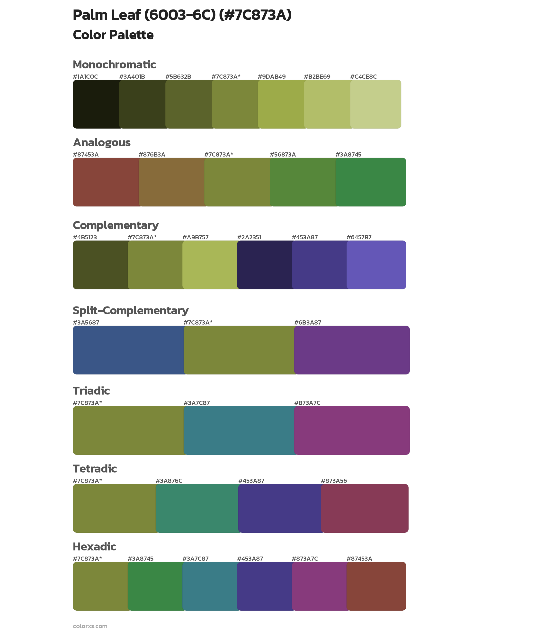 Palm Leaf (6003-6C) Color Scheme Palettes