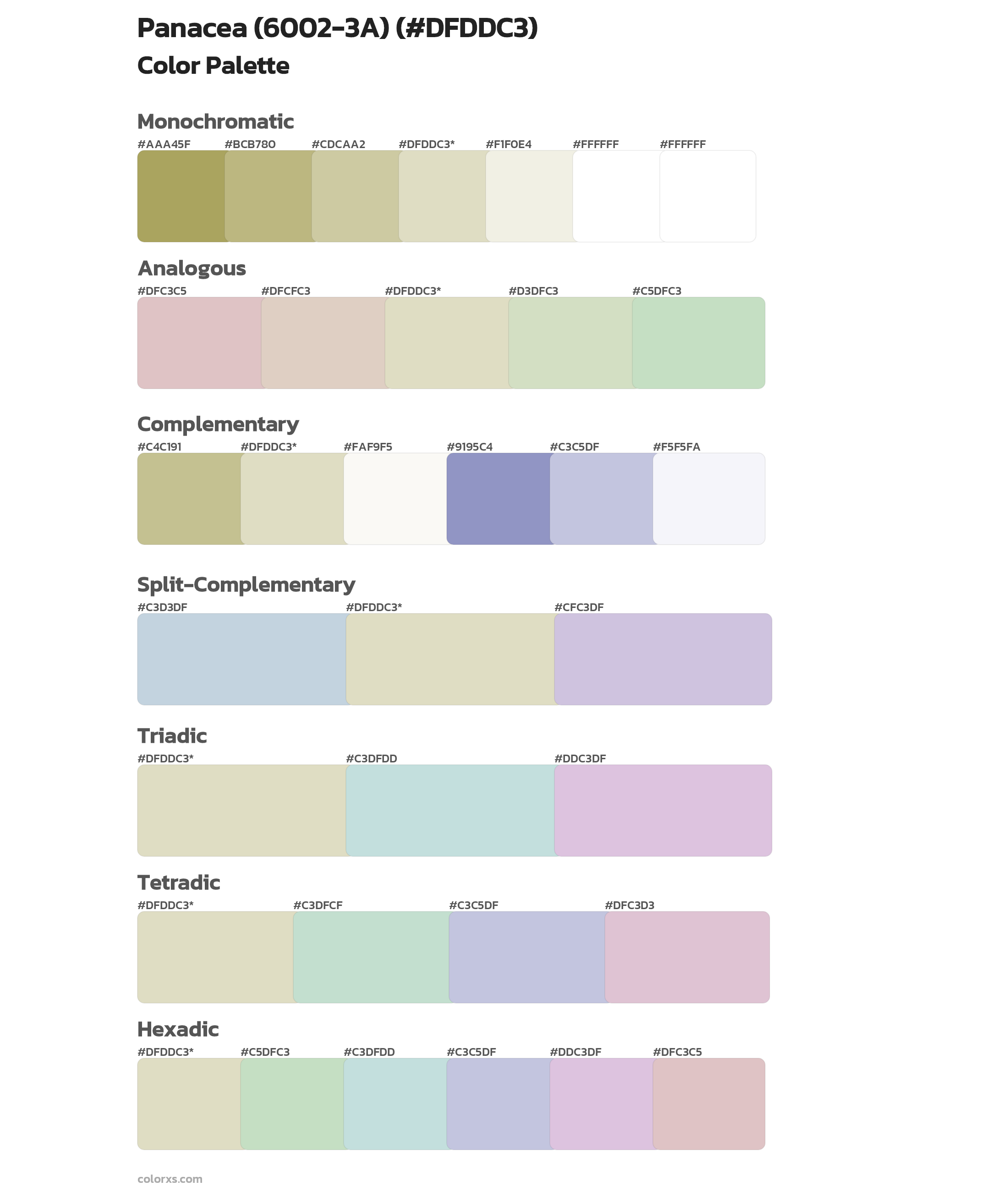 Panacea (6002-3A) Color Scheme Palettes